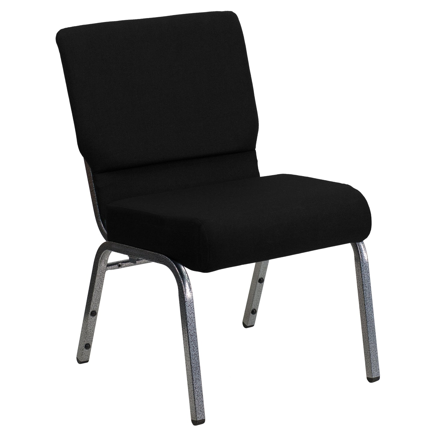 HERCULES Series 21''W Stacking Church Chair in Black Fabric - Silver Vein Frame Black Fabric/Silver Vein Frame