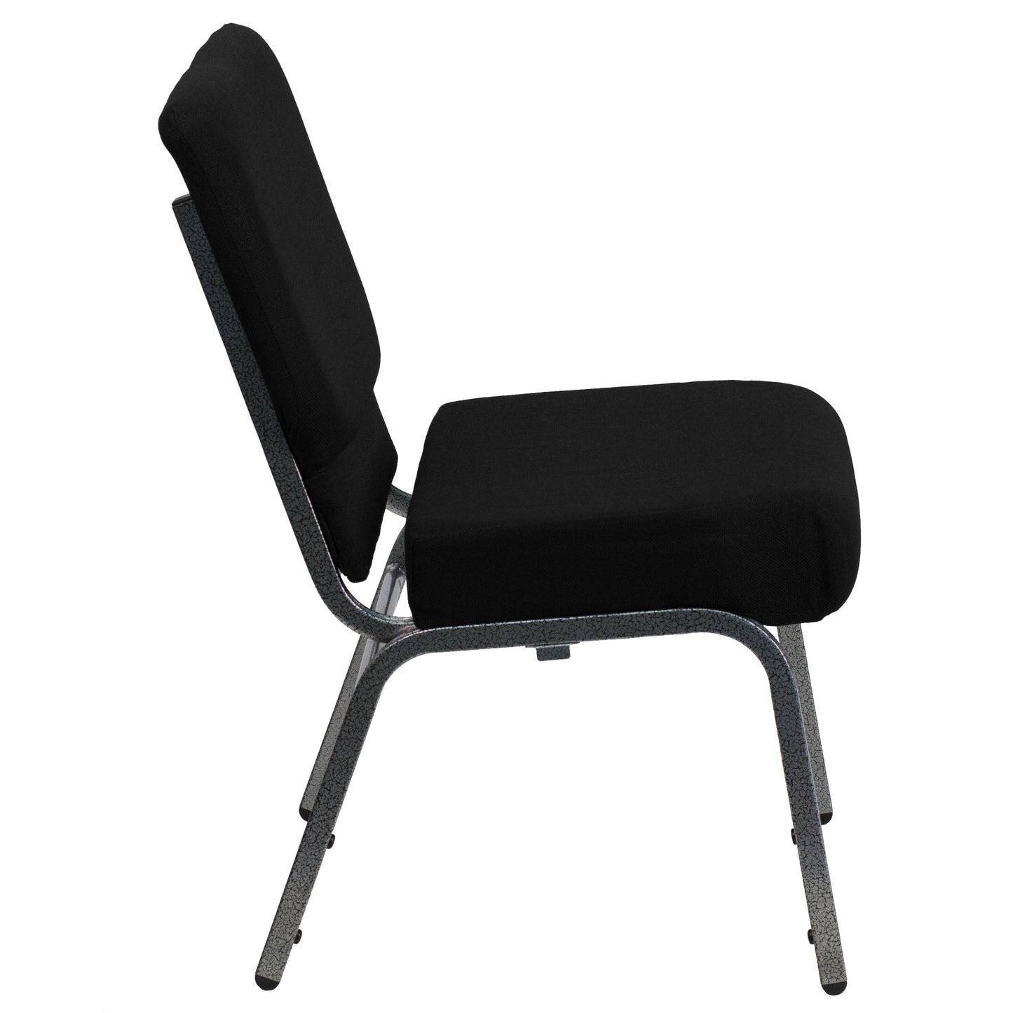 HERCULES Series 21''W Stacking Church Chair in Black Fabric - Silver Vein Frame Black Fabric/Silver Vein Frame