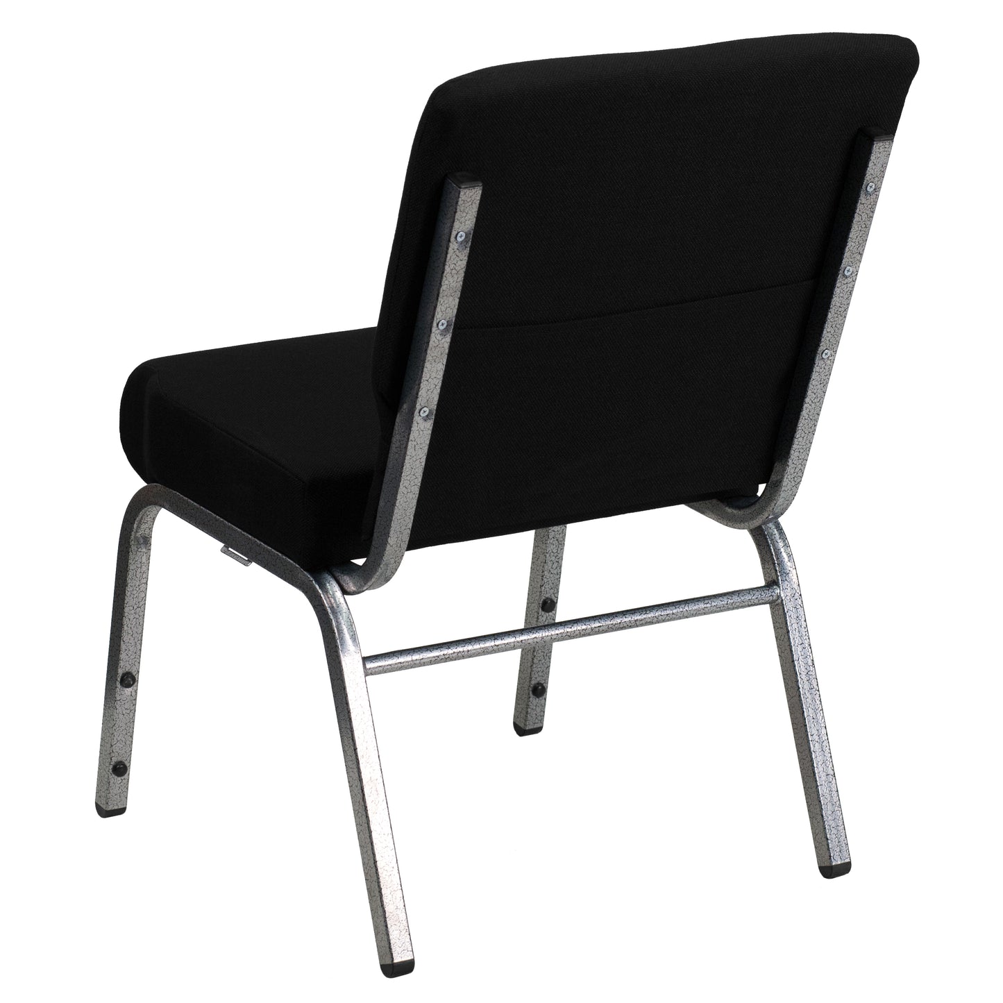 HERCULES Series 21''W Stacking Church Chair in Black Fabric - Silver Vein Frame Black Fabric/Silver Vein Frame