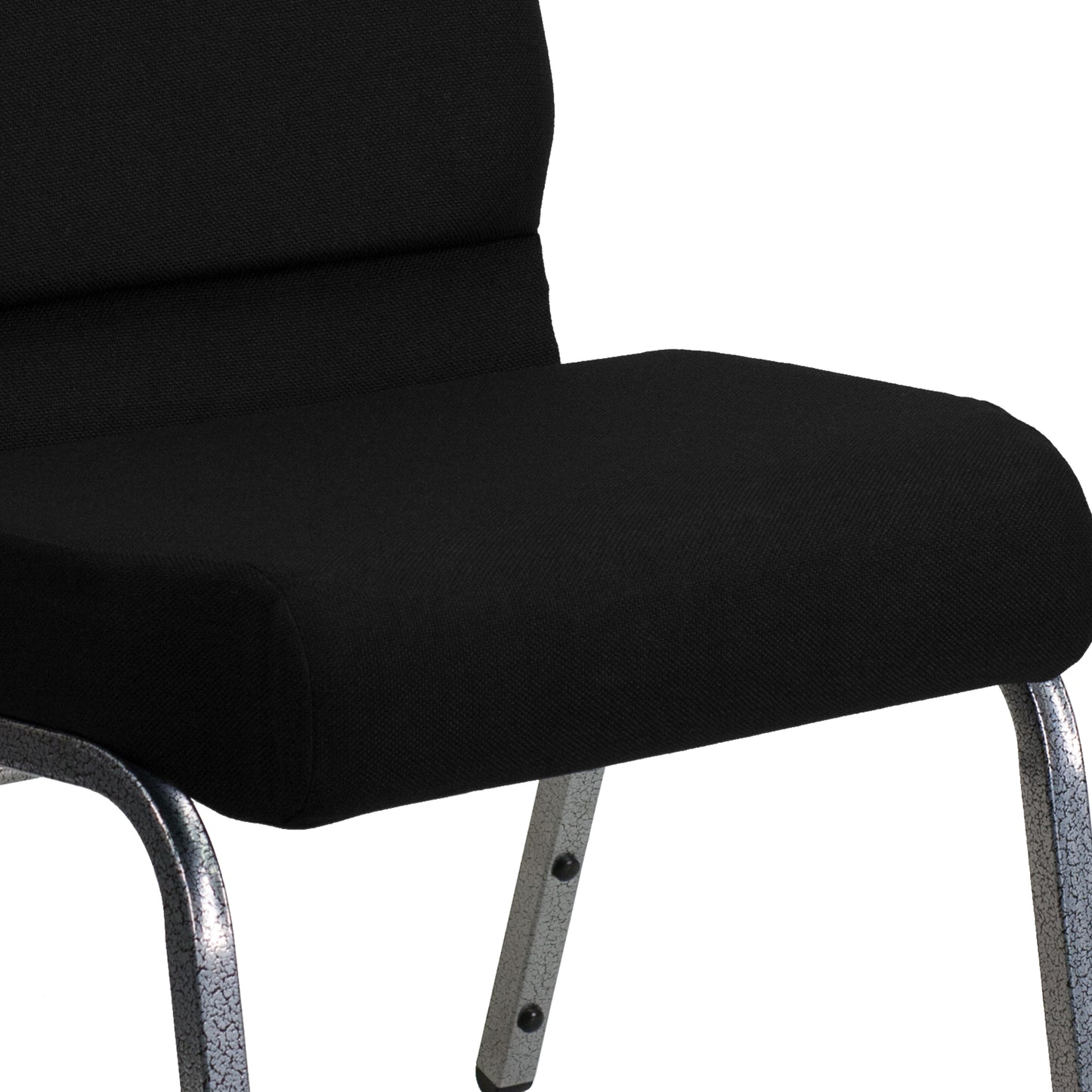 HERCULES Series 21''W Stacking Church Chair in Black Fabric - Silver Vein Frame Black Fabric/Silver Vein Frame