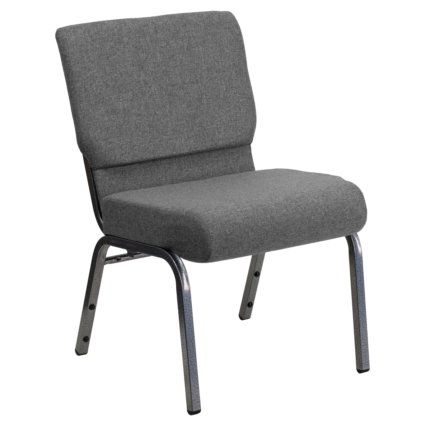 HERCULES Series 21''W Stacking Church Chair in Gray Fabric - Silver Vein Frame Gray Fabric/Silver Vein Frame
