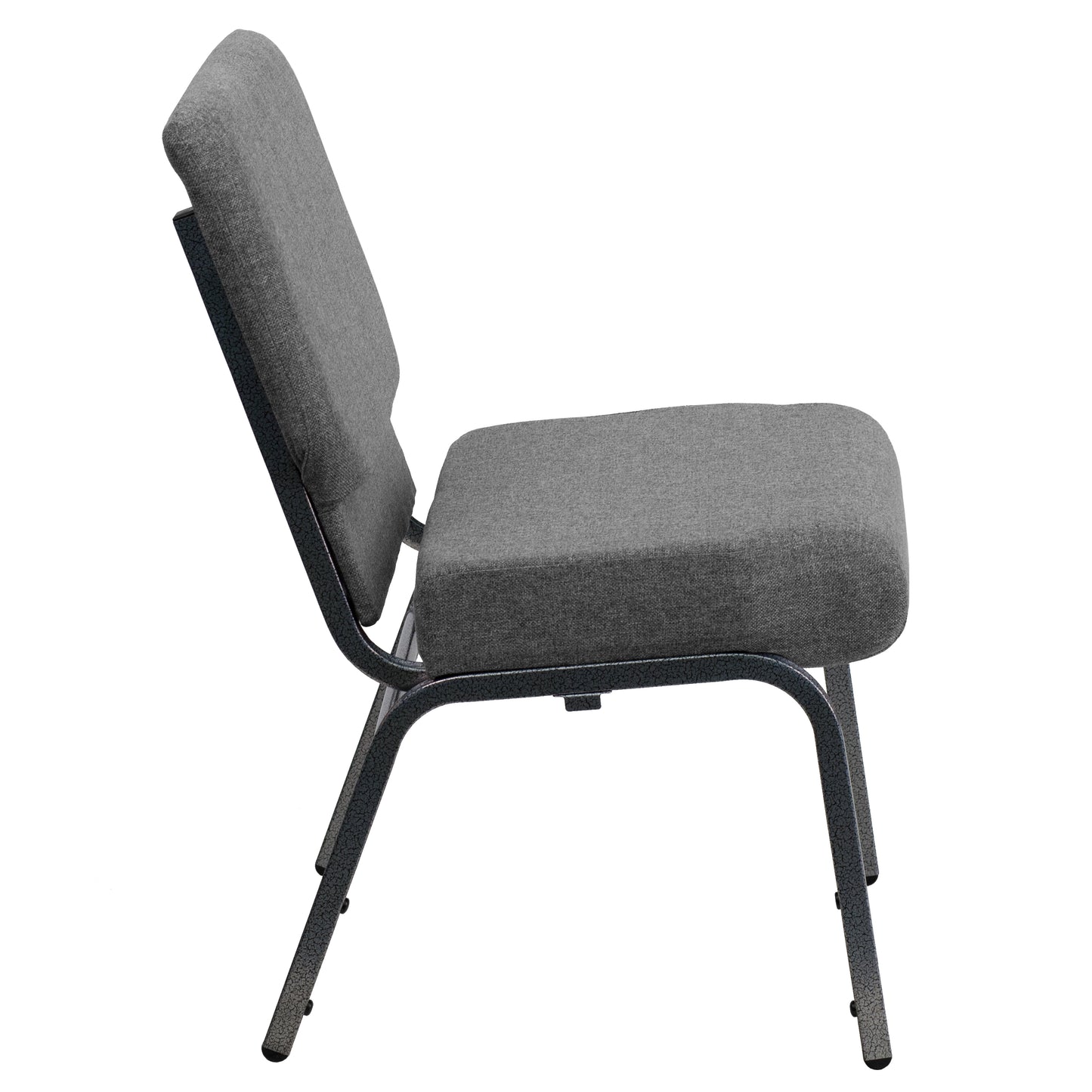 HERCULES Series 21''W Stacking Church Chair in Gray Fabric - Silver Vein Frame Gray Fabric/Silver Vein Frame