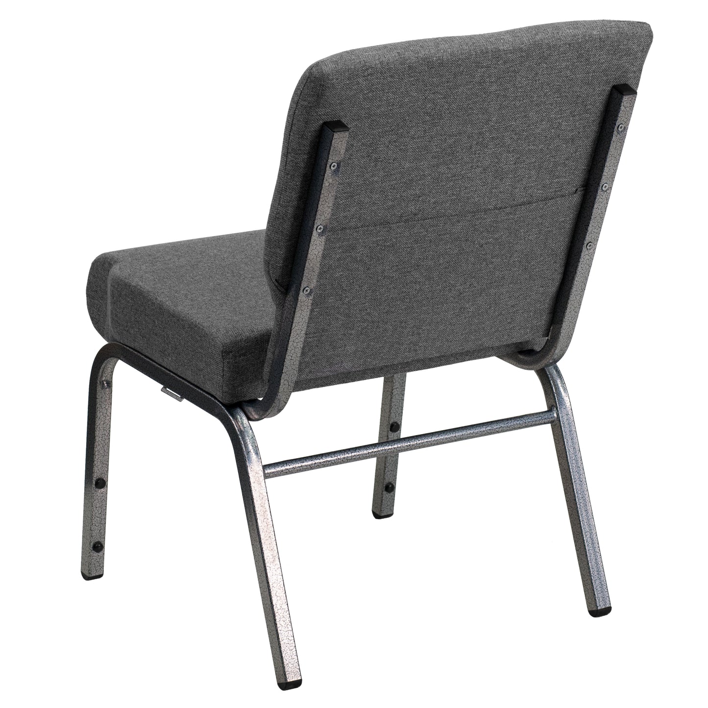 HERCULES Series 21''W Stacking Church Chair in Gray Fabric - Silver Vein Frame Gray Fabric/Silver Vein Frame