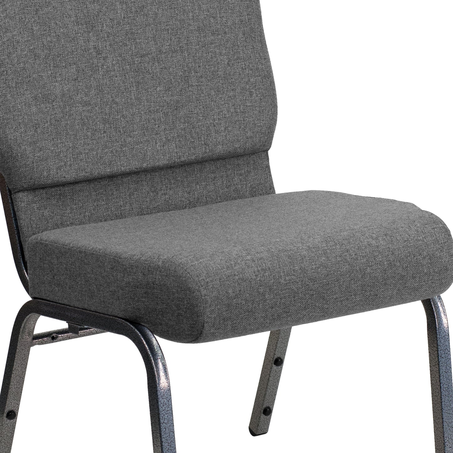 HERCULES Series 21''W Stacking Church Chair in Gray Fabric - Silver Vein Frame Gray Fabric/Silver Vein Frame