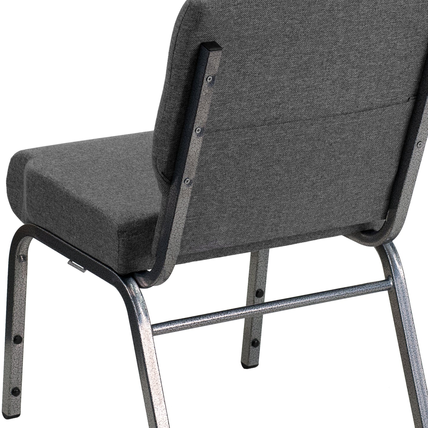HERCULES Series 21''W Stacking Church Chair in Gray Fabric - Silver Vein Frame Gray Fabric/Silver Vein Frame