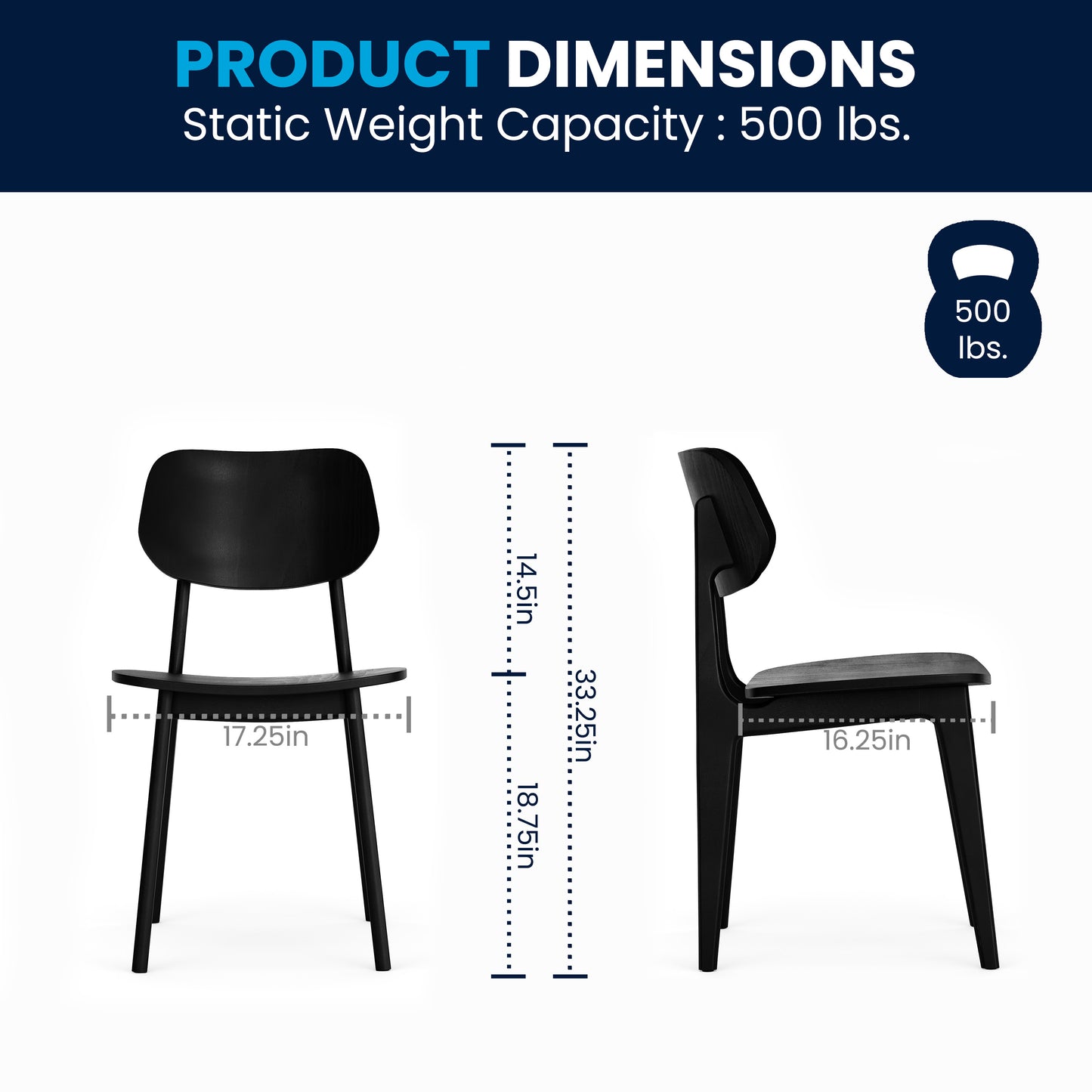 Verona Commercial Grade Solid Wood Dining Chair with Curved Oval Backrest in Black Black
