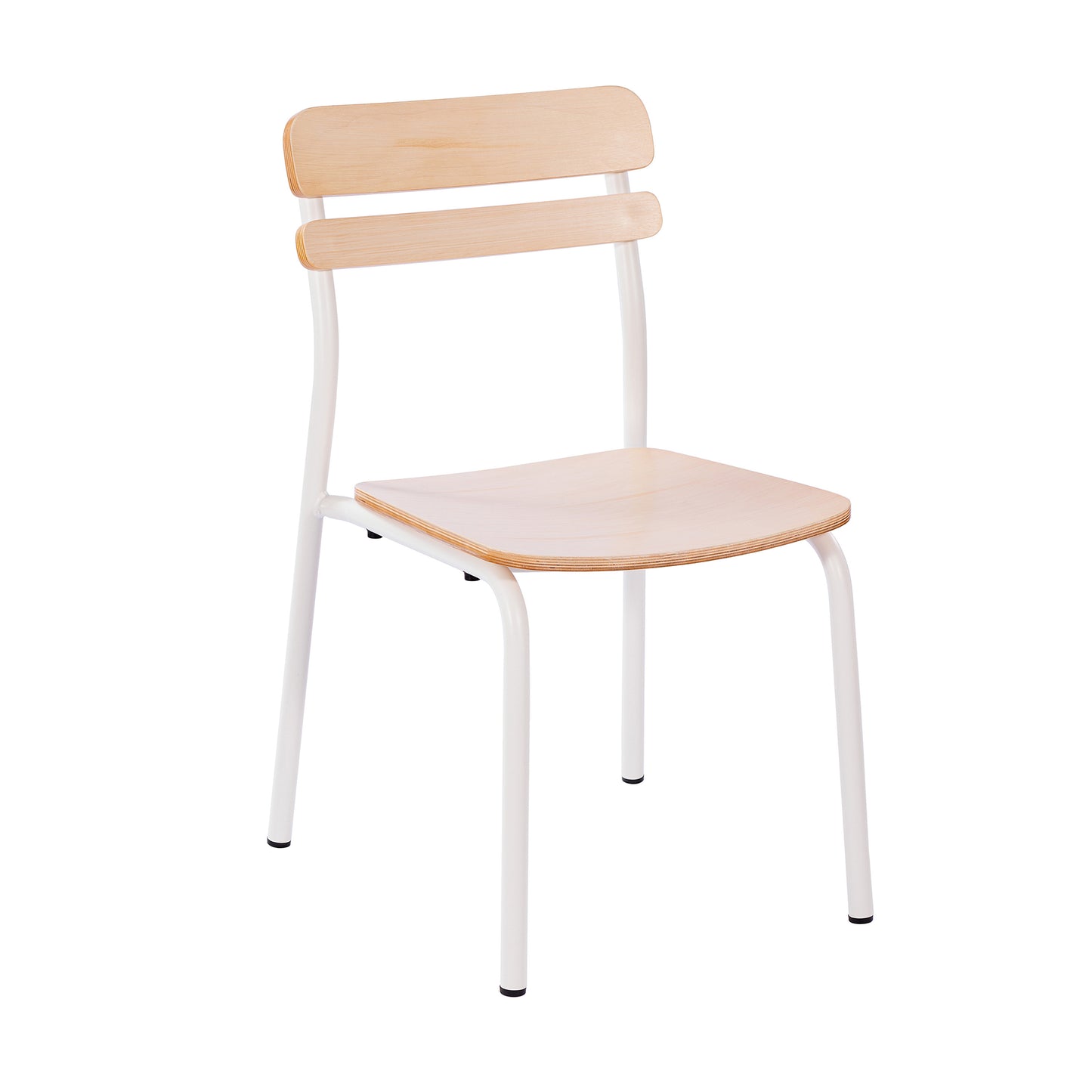Cyprus Commercial Grade Solid Wood Dining Chair with White Metal Frame and Antique White Finish Antique White