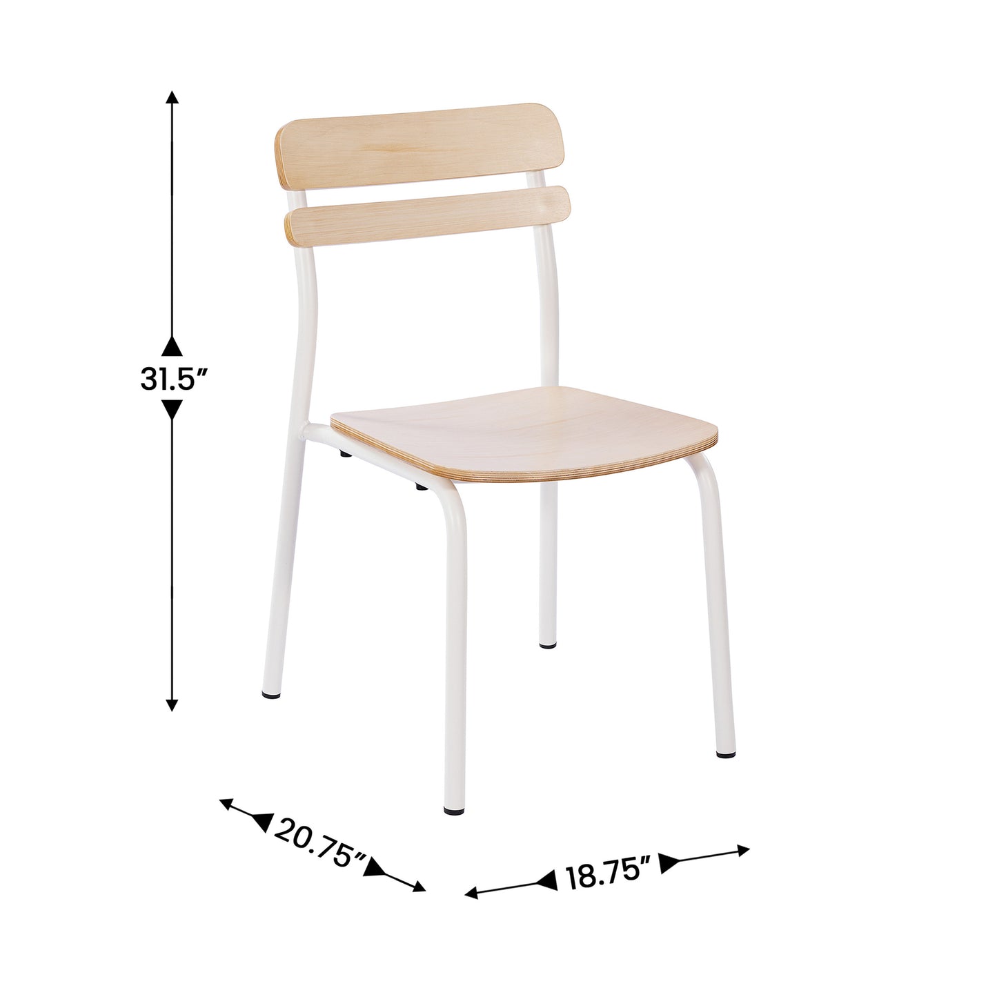 Cyprus Commercial Grade Solid Wood Dining Chair with White Metal Frame and Antique White Finish Antique White
