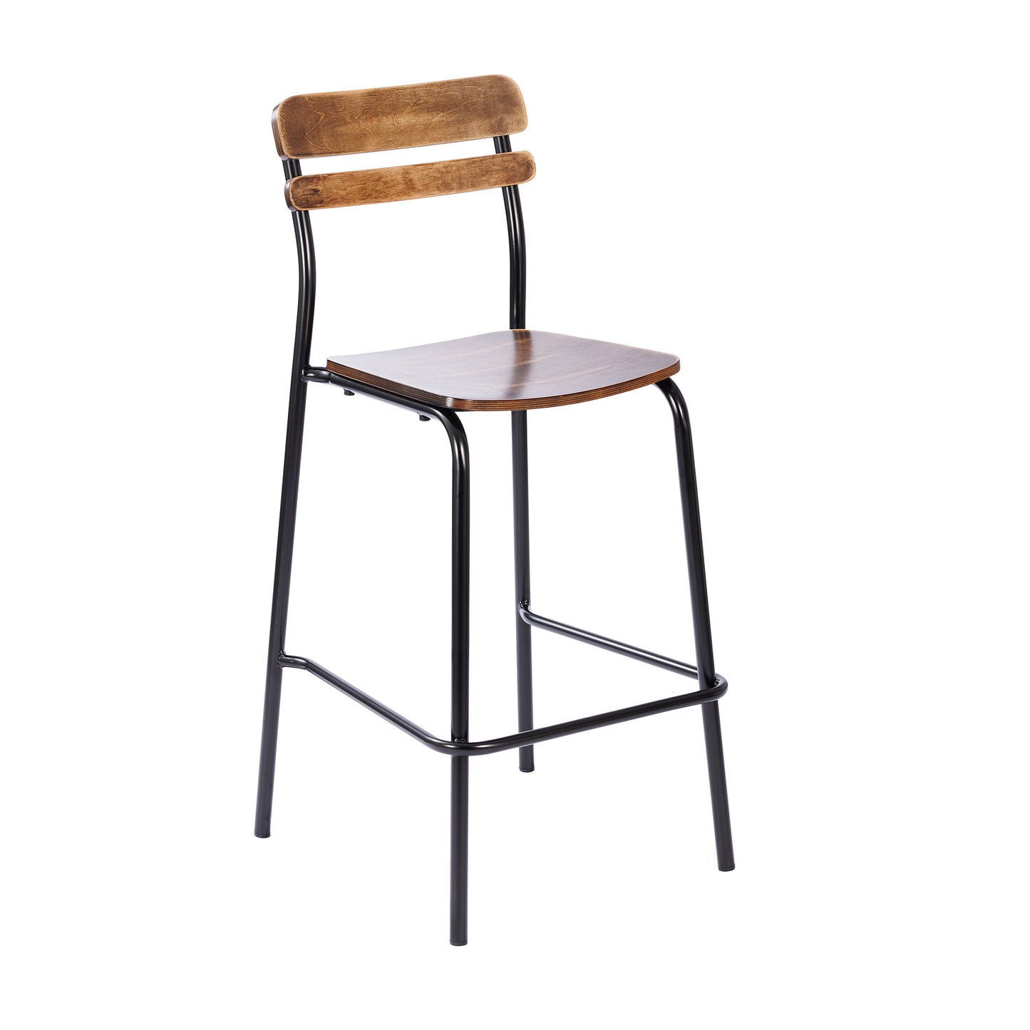 Cyprus Commercial Grade Solid Wood Bar Stool with Black Metal Frame and Antique Copper Finish Antique Copper