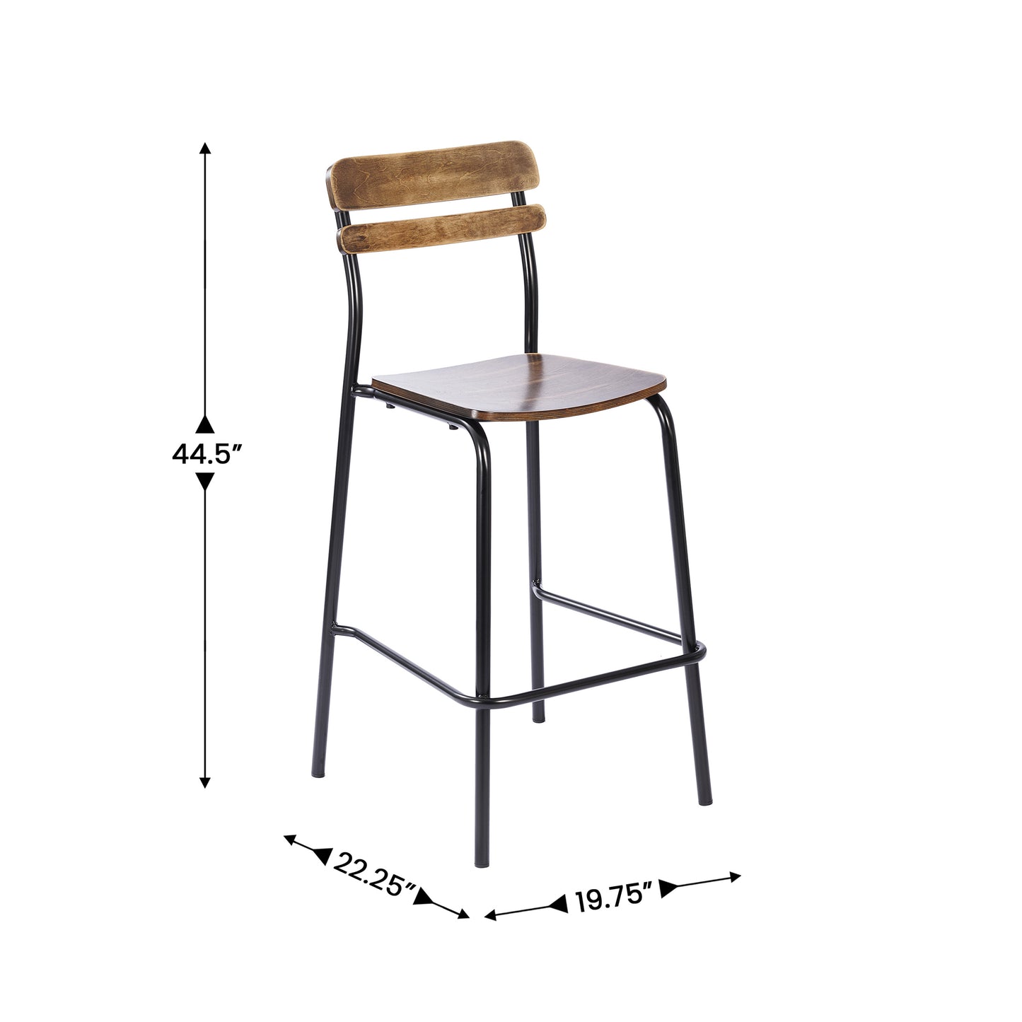 Cyprus Commercial Grade Solid Wood Bar Stool with Black Metal Frame and Antique Copper Finish Antique Copper