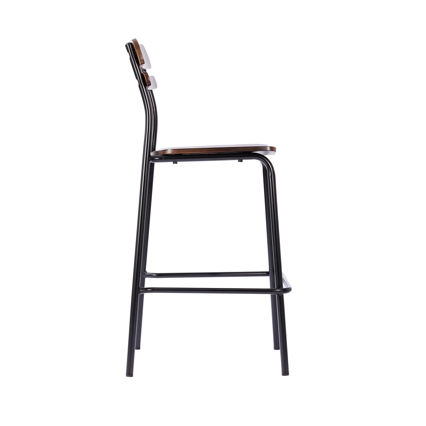 Cyprus Commercial Grade Solid Wood Bar Stool with Black Metal Frame and Antique Copper Finish Antique Copper