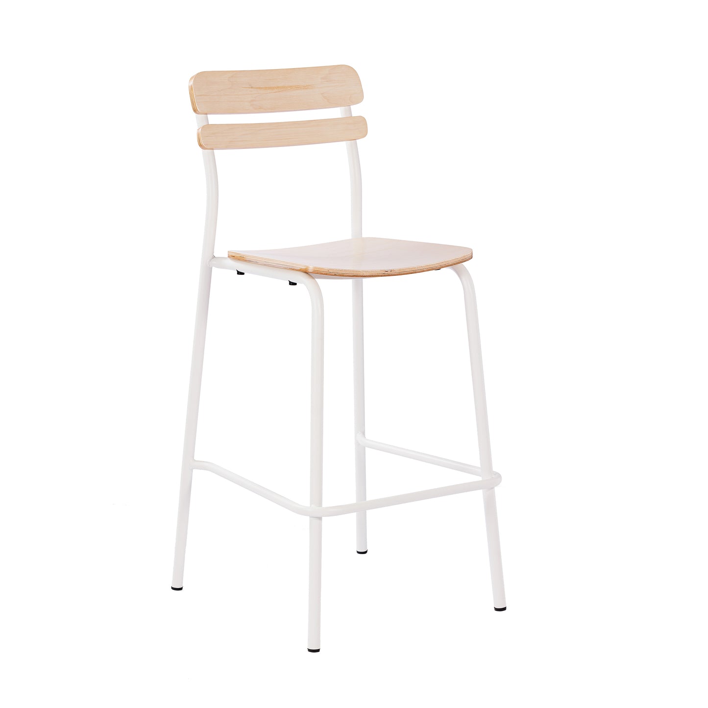 Cyprus Commercial Grade Solid Wood Bar Stool with White Metal Frame and Antique White Finish Antique White