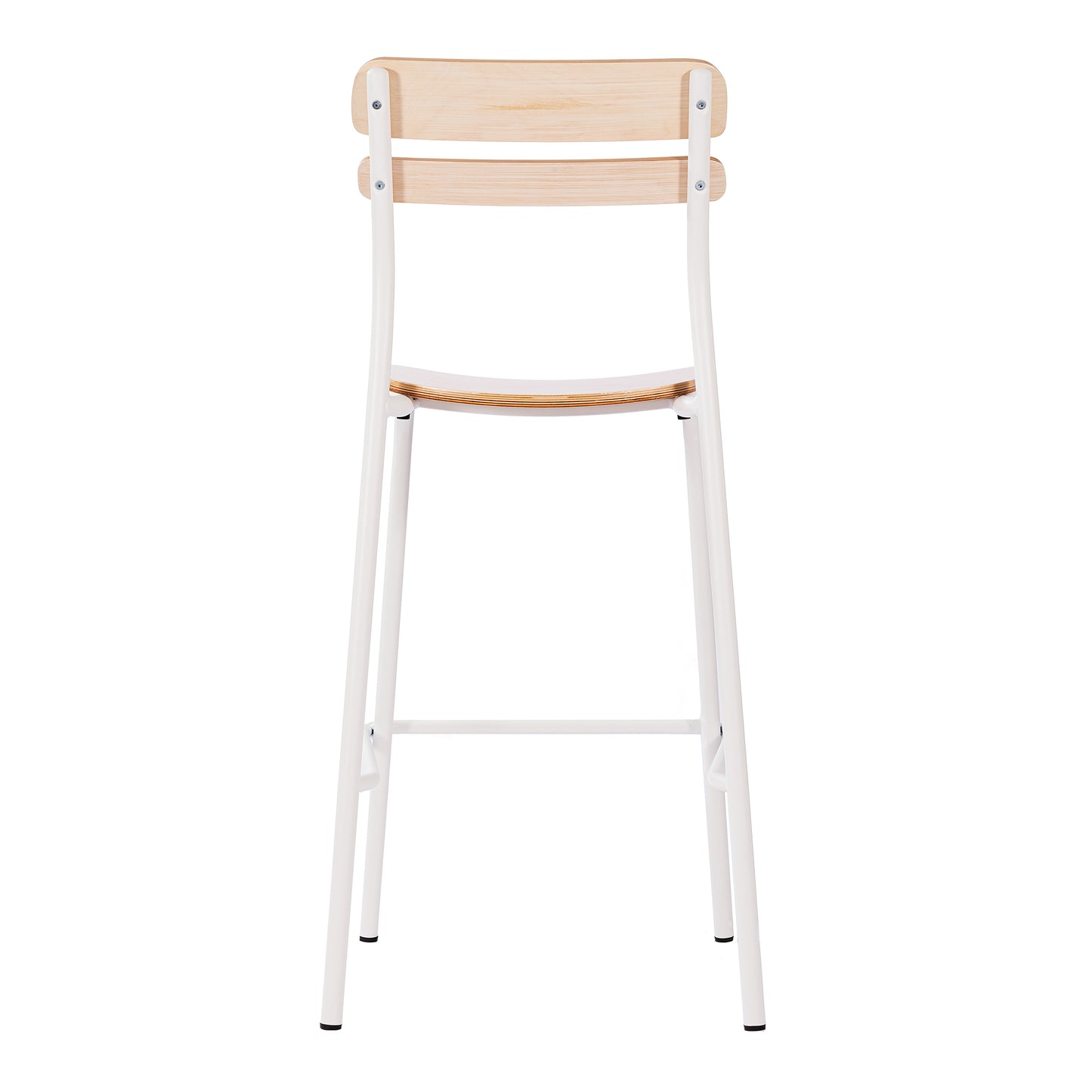 Cyprus Commercial Grade Solid Wood Bar Stool with White Metal Frame and Antique White Finish Antique White