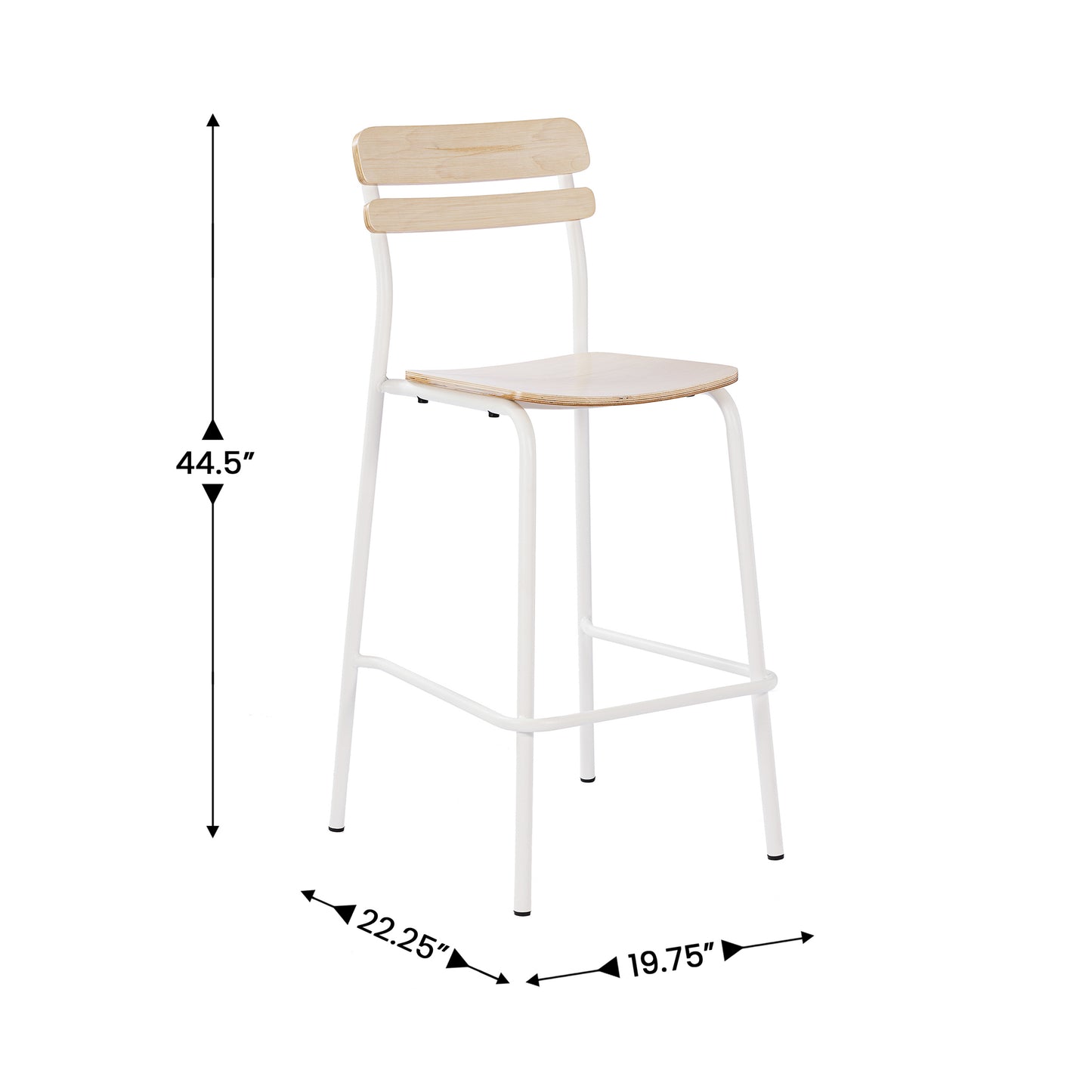 Cyprus Commercial Grade Solid Wood Bar Stool with White Metal Frame and Antique White Finish Antique White