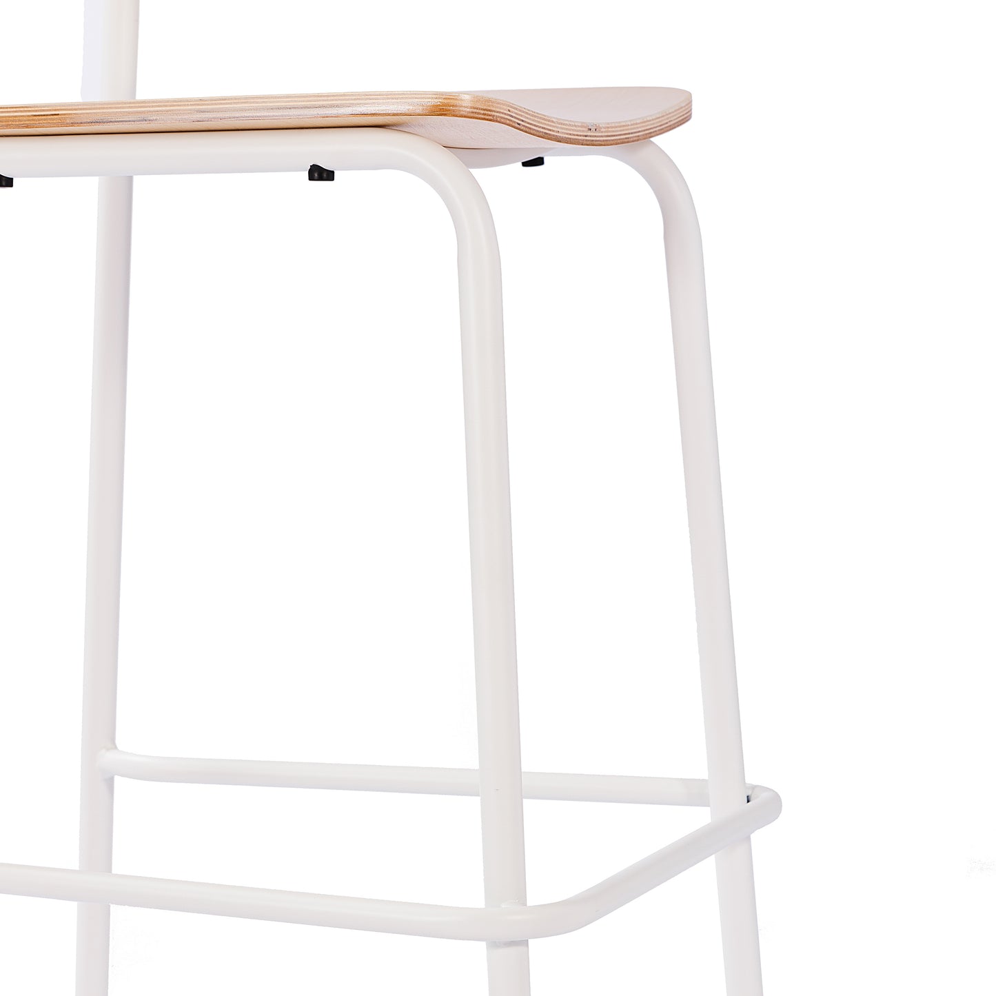 Cyprus Commercial Grade Solid Wood Bar Stool with White Metal Frame and Antique White Finish Antique White