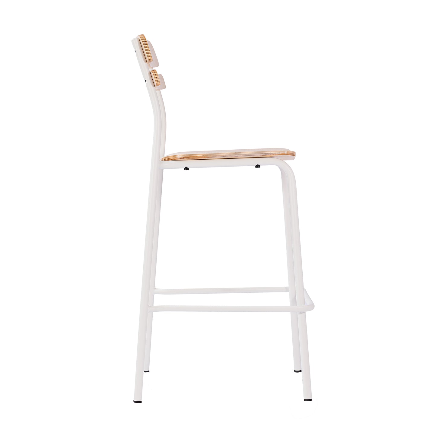 Cyprus Commercial Grade Solid Wood Bar Stool with White Metal Frame and Antique White Finish Antique White
