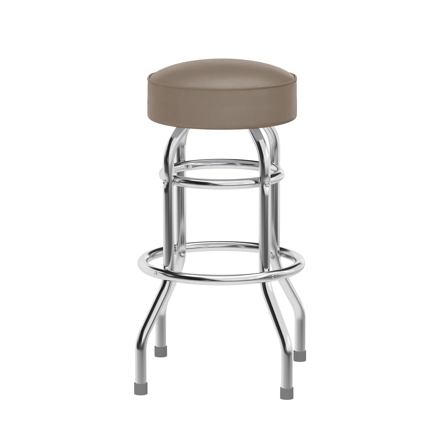 Bruno Double Ring Chrome Barstool with Beige Seat Beige