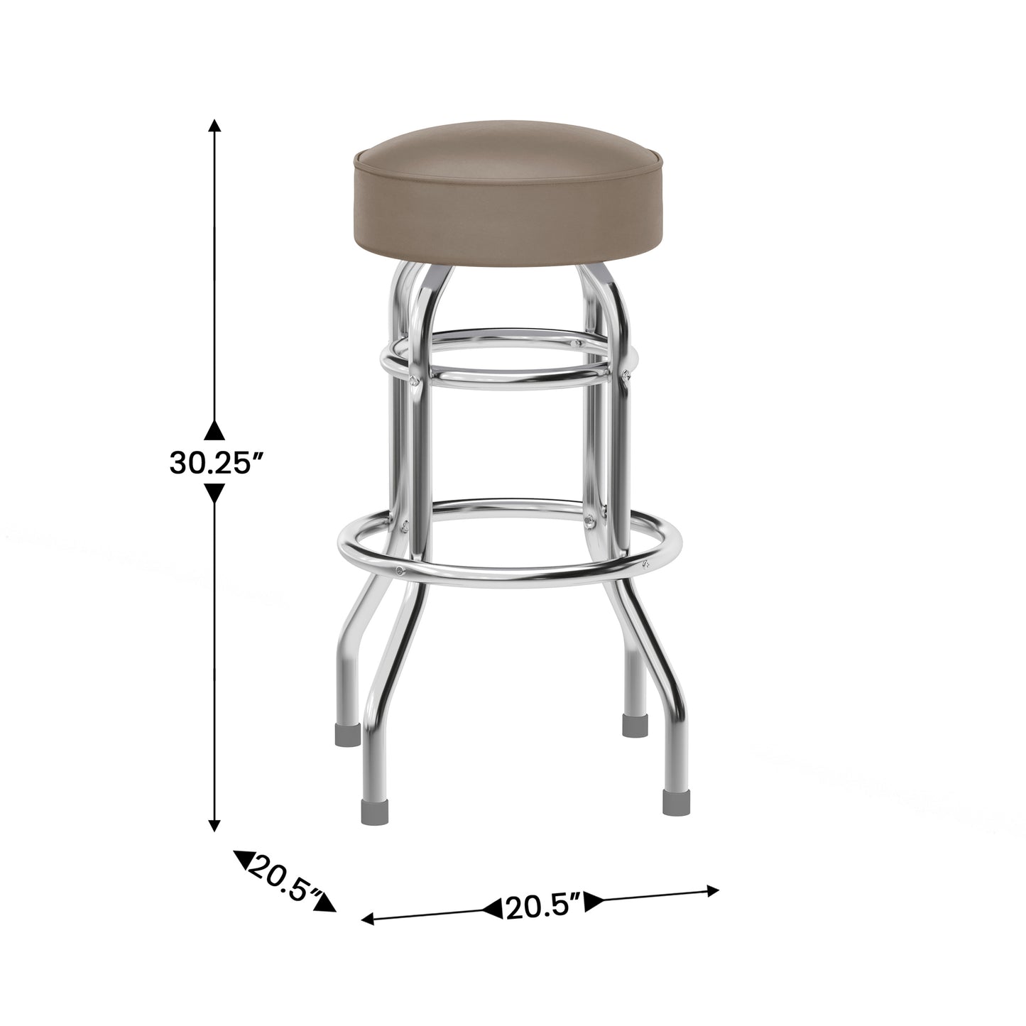 Bruno Double Ring Chrome Barstool with Beige Seat Beige