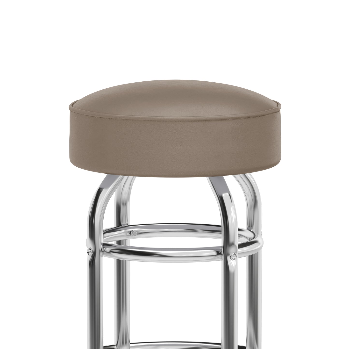 Bruno Double Ring Chrome Barstool with Beige Seat Beige