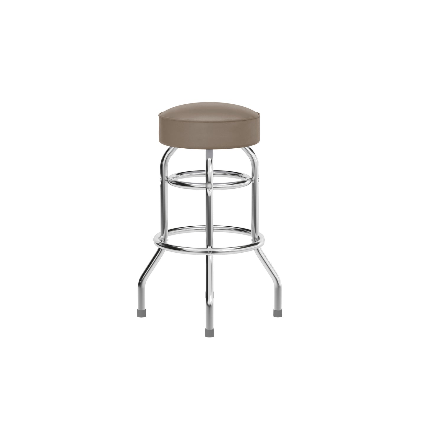 Bruno Double Ring Chrome Barstool with Beige Seat Beige