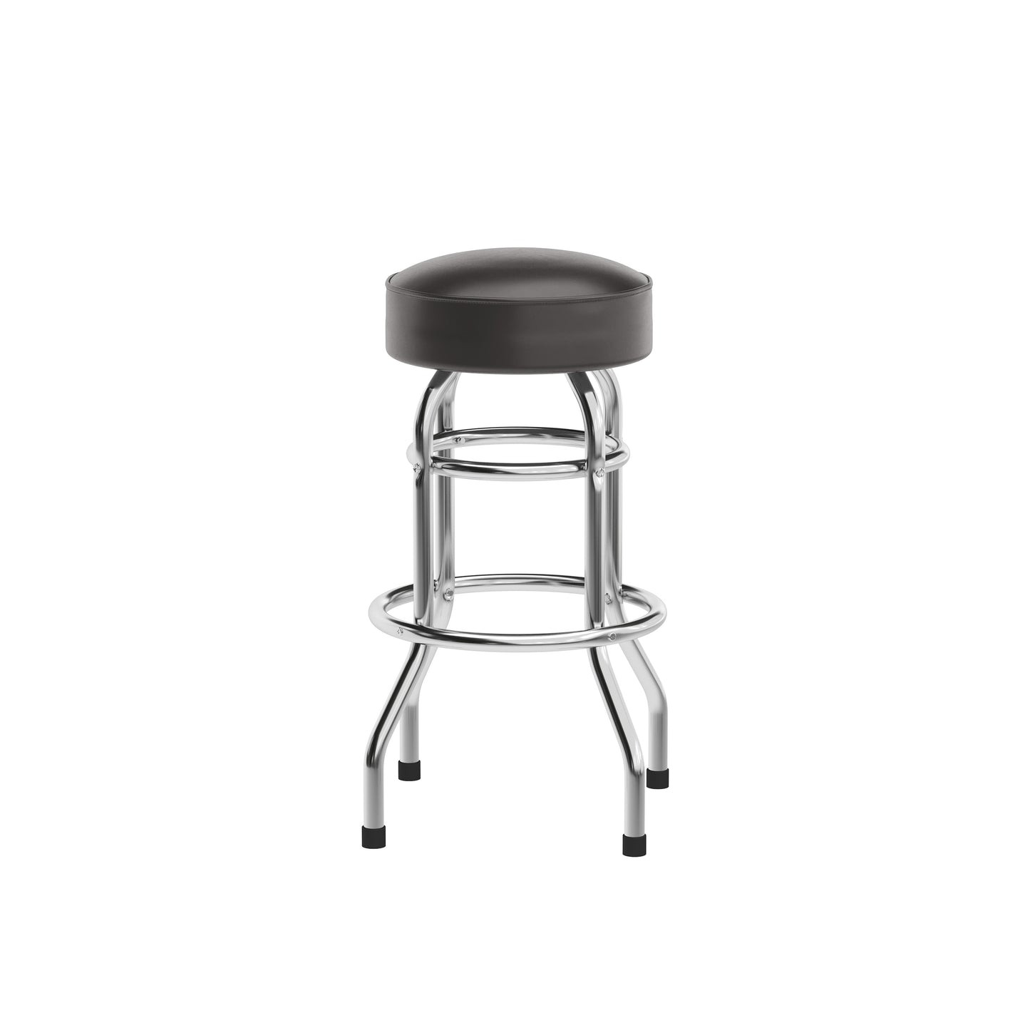 Bruno Double Ring Chrome Barstool with Dark Brown Seat Dark Brown