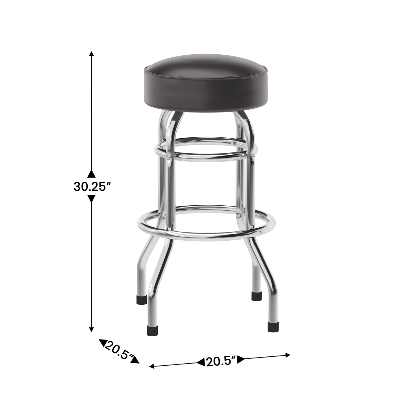 Bruno Double Ring Chrome Barstool with Dark Brown Seat Dark Brown