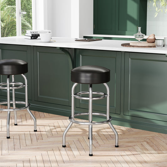 Bruno Double Ring Chrome Barstool with Dark Brown Seat Dark Brown