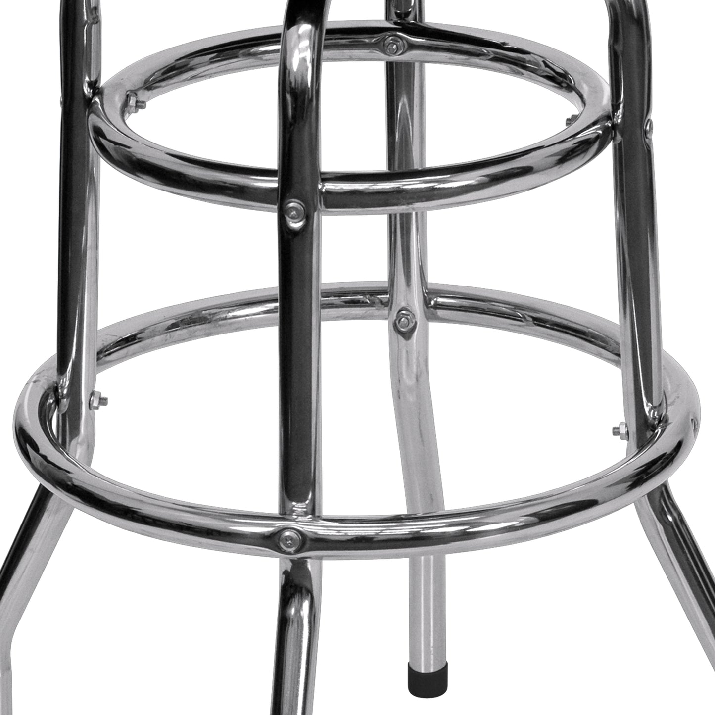 Bruno Double Ring Chrome Barstool with Red Seat Red