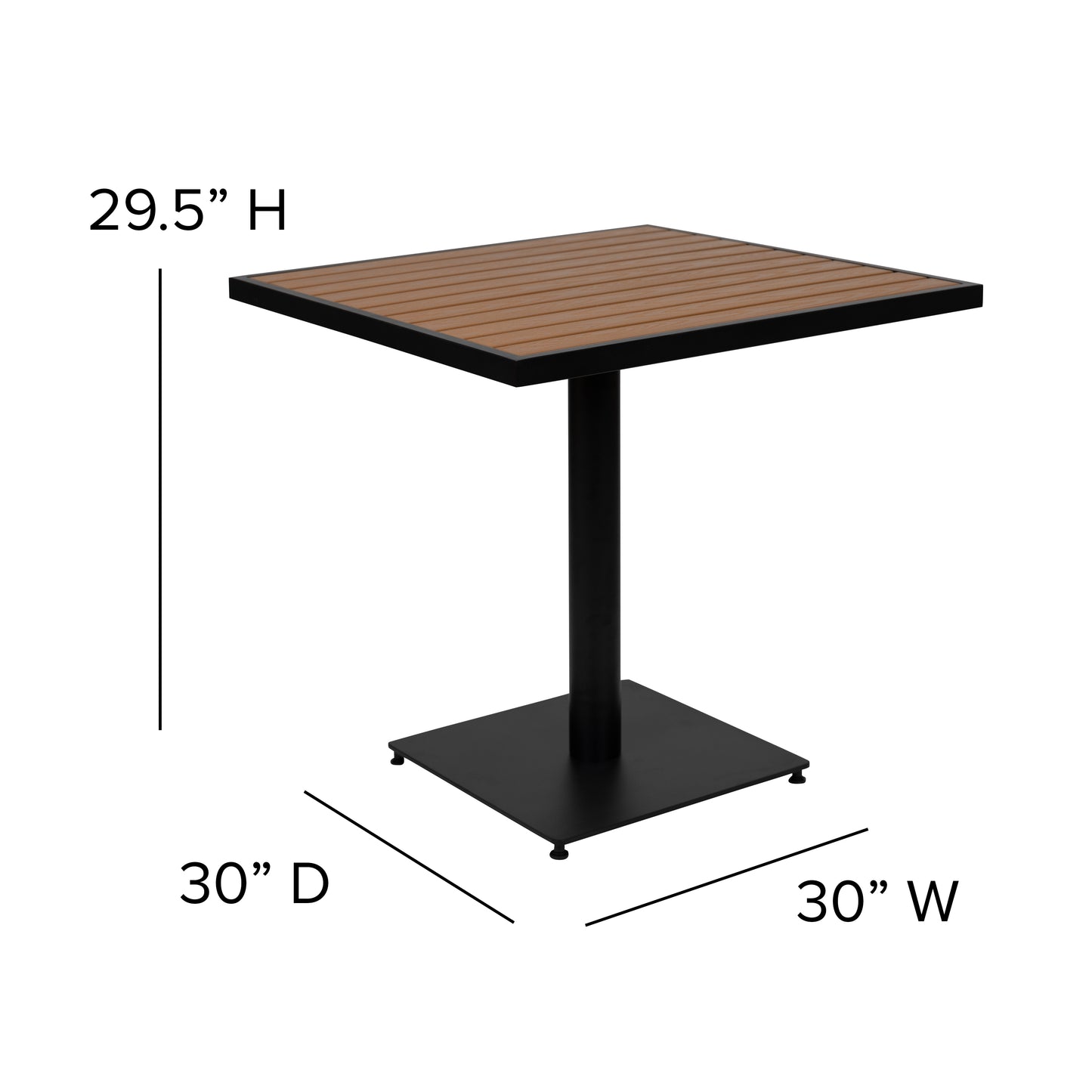 Lark Outdoor Patio Bistro Dining Table Set with 2 Chairs and Faux Teak Poly Slats Teak XU-DG-10456033-GG