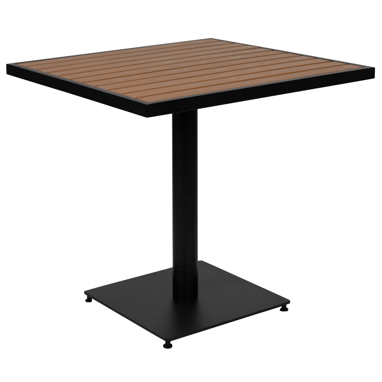 Lark Outdoor Patio Bistro Dining Table Set with 2 Chairs and Faux Teak Poly Slats Teak XU-DG-10456033-GG