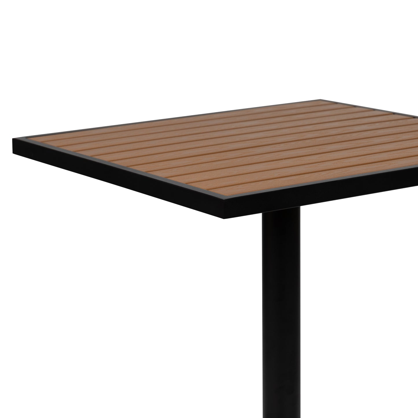 Lark Outdoor Patio Bistro Dining Table Set with 2 Chairs and Faux Teak Poly Slats Teak XU-DG-10456033-GG