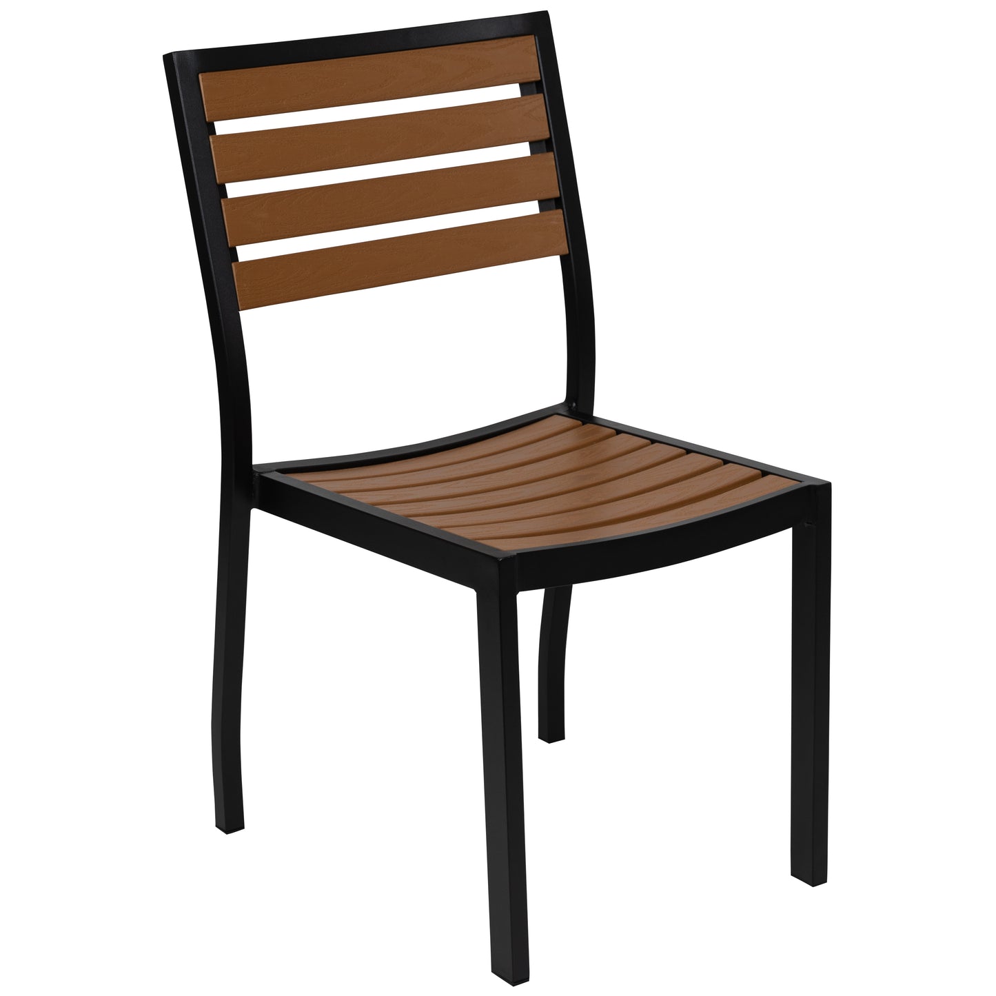 Lark Outdoor Patio Bistro Dining Table Set with 4 Chairs and Faux Teak Poly Slats Teak XU-DG-10456036-GG