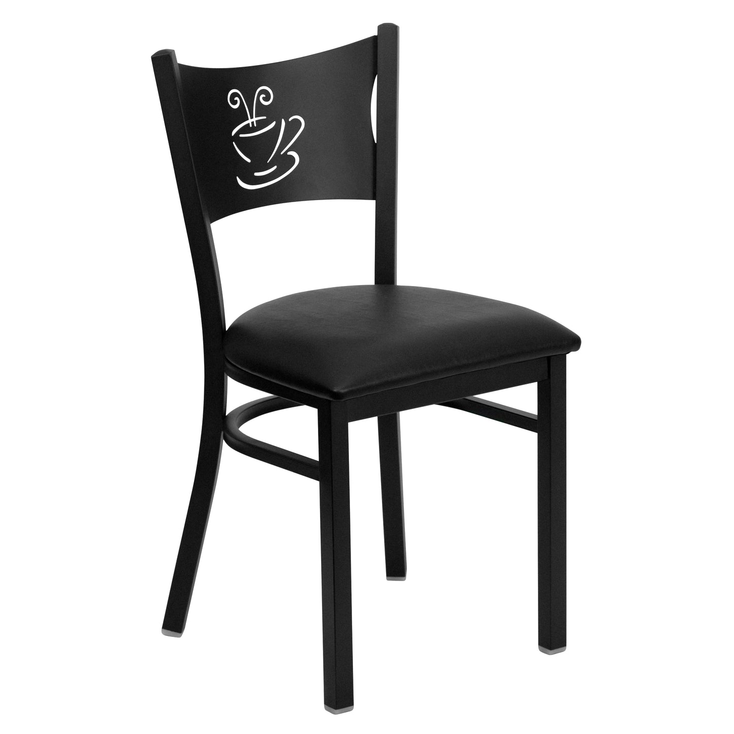 HERCULES Series Black Coffee Back Metal Restaurant Chair - Black Vinyl Seat Black Vinyl Seat/Black Metal Frame