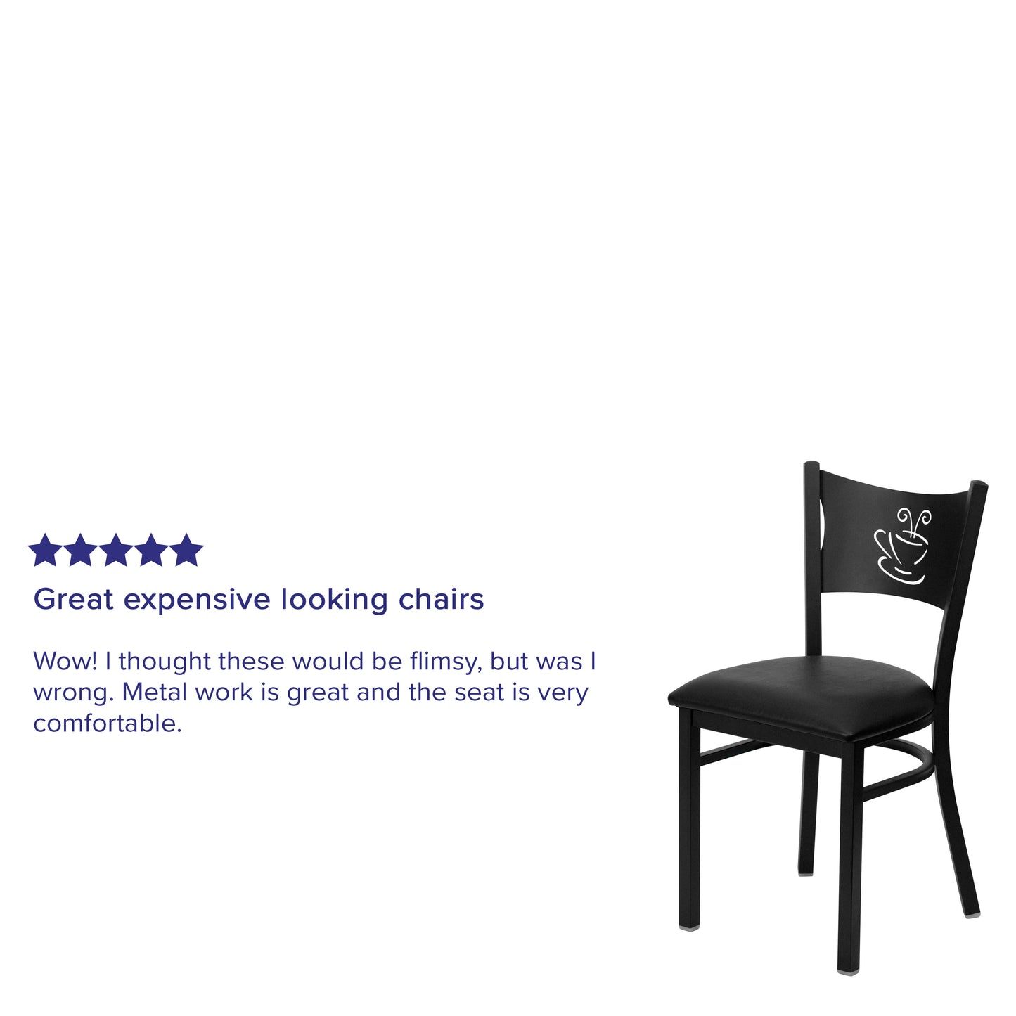 HERCULES Series Black Coffee Back Metal Restaurant Chair - Black Vinyl Seat Black Vinyl Seat/Black Metal Frame