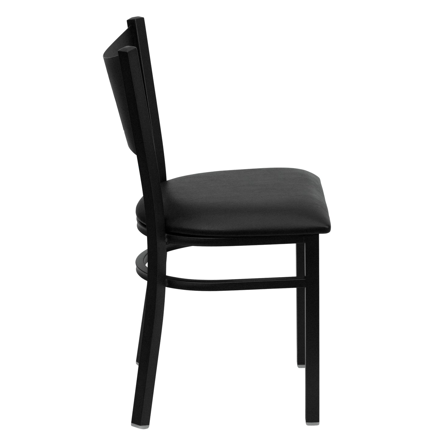 HERCULES Series Black Coffee Back Metal Restaurant Chair - Black Vinyl Seat Black Vinyl Seat/Black Metal Frame