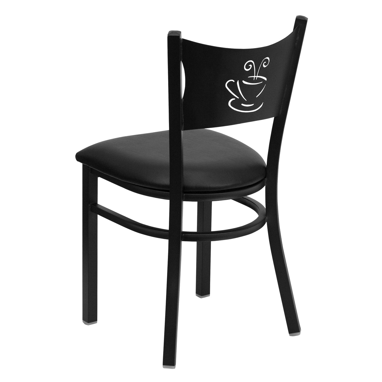 HERCULES Series Black Coffee Back Metal Restaurant Chair - Black Vinyl Seat Black Vinyl Seat/Black Metal Frame