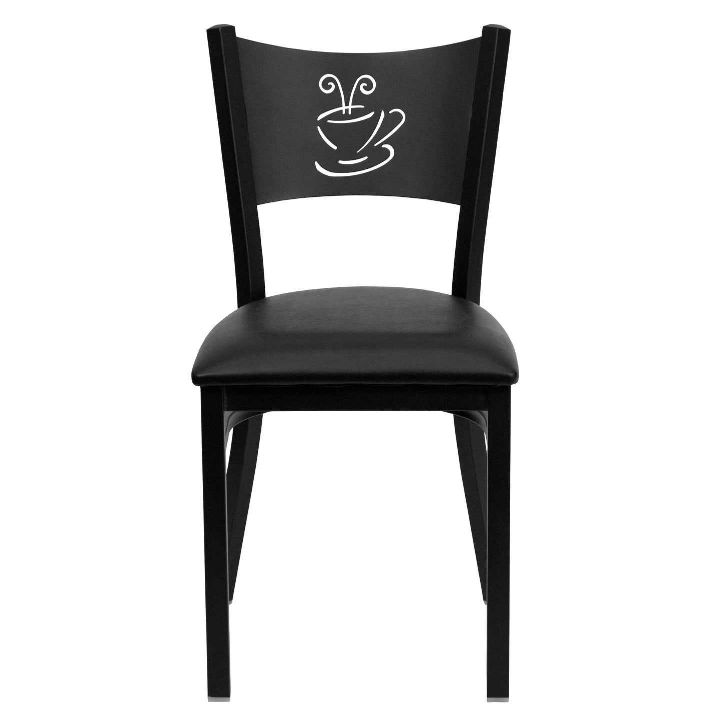 HERCULES Series Black Coffee Back Metal Restaurant Chair - Black Vinyl Seat Black Vinyl Seat/Black Metal Frame