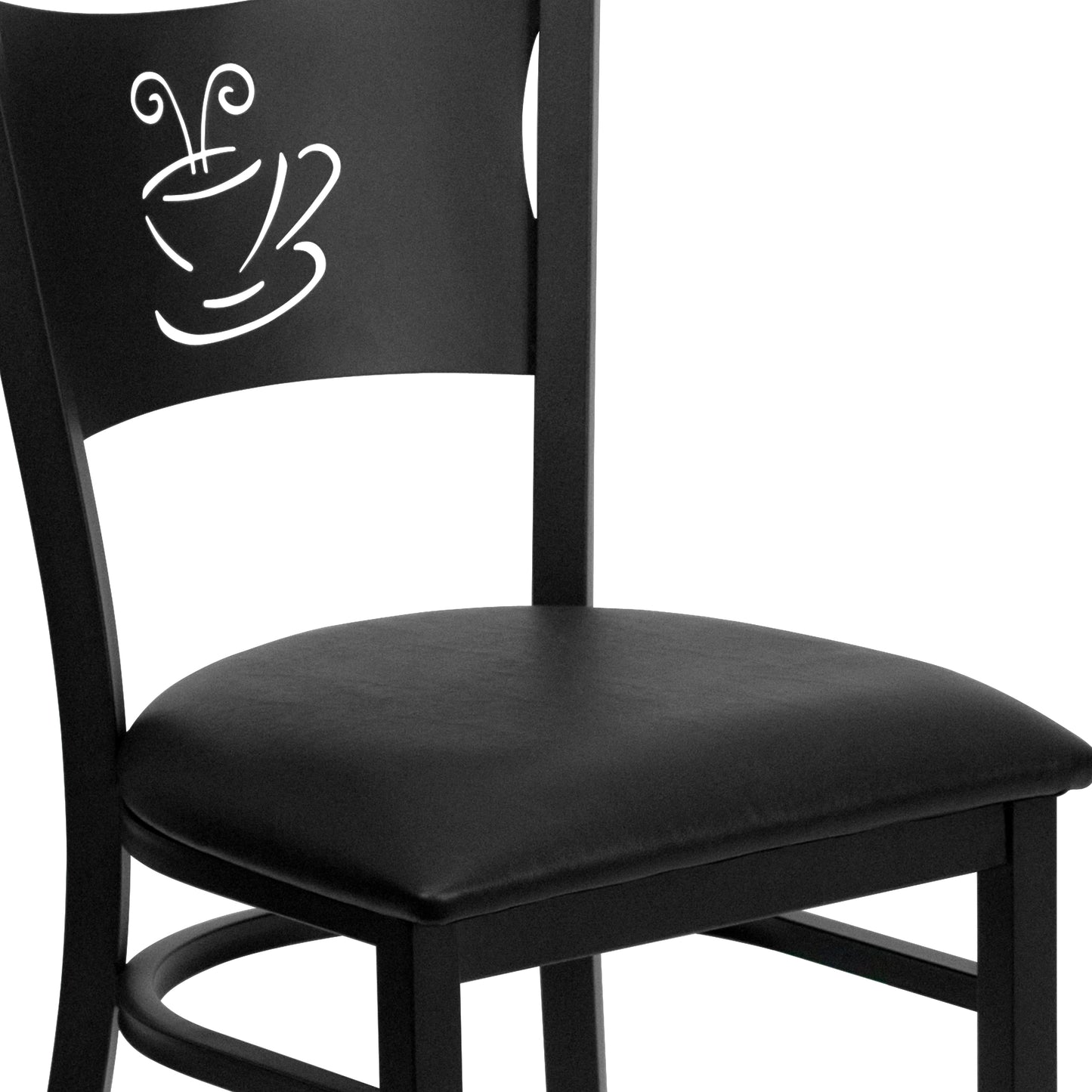 HERCULES Series Black Coffee Back Metal Restaurant Chair - Black Vinyl Seat Black Vinyl Seat/Black Metal Frame