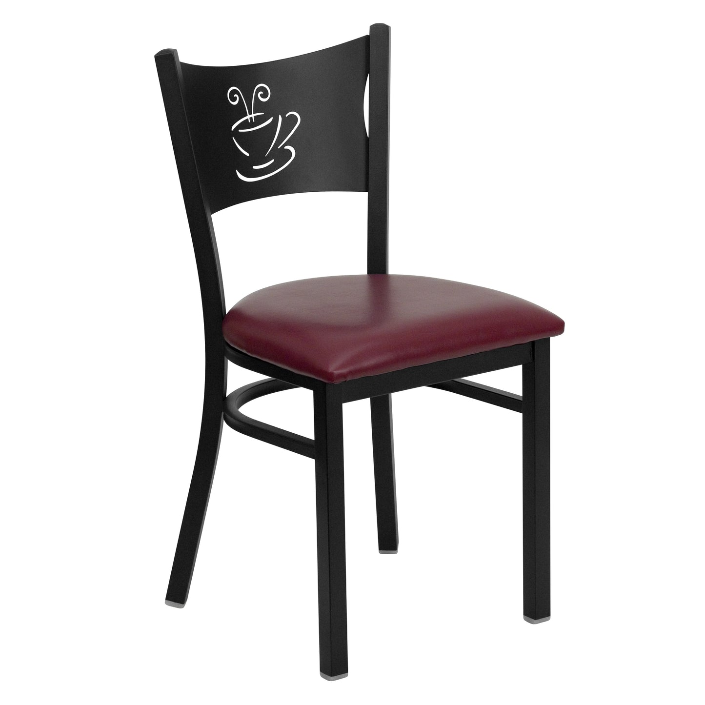 HERCULES Series Black Coffee Back Metal Restaurant Chair - Burgundy Vinyl Seat Burgundy Vinyl Seat/Black Metal Frame