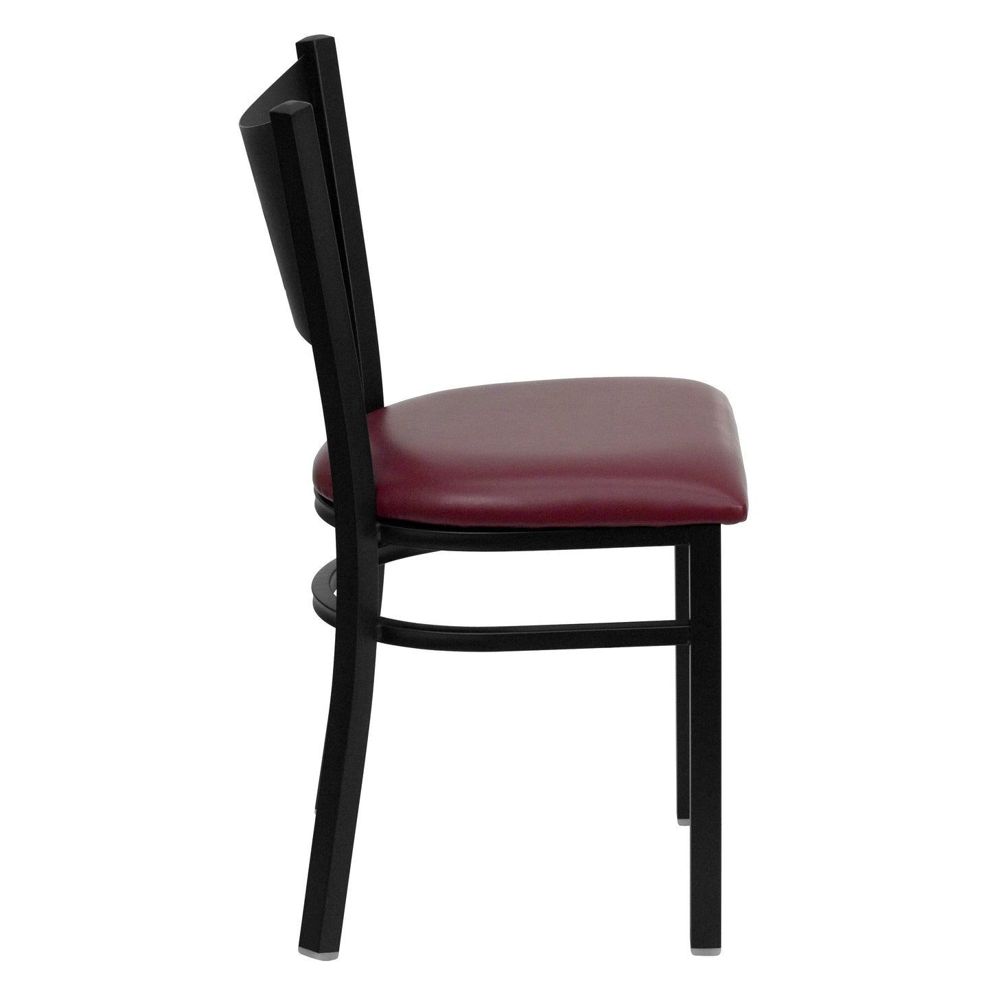 HERCULES Series Black Coffee Back Metal Restaurant Chair - Burgundy Vinyl Seat Burgundy Vinyl Seat/Black Metal Frame