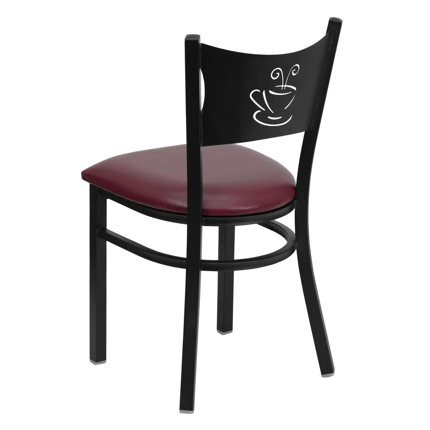 HERCULES Series Black Coffee Back Metal Restaurant Chair - Burgundy Vinyl Seat Burgundy Vinyl Seat/Black Metal Frame