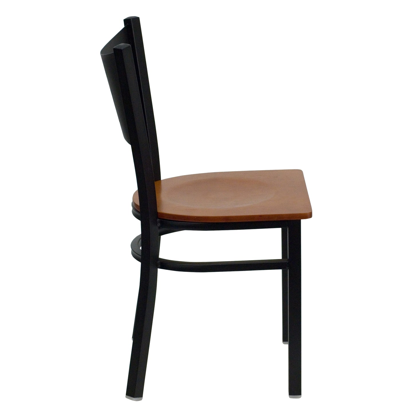 HERCULES Series Black Coffee Back Metal Restaurant Chair - Cherry Wood Seat Cherry Wood Seat/Black Metal Frame XU-DG-60099-COF-CHYW-GG