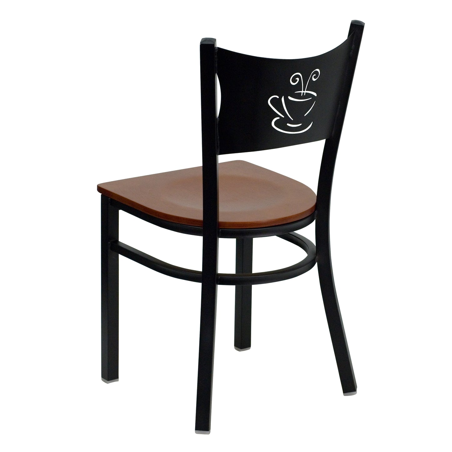 HERCULES Series Black Coffee Back Metal Restaurant Chair - Cherry Wood Seat Cherry Wood Seat/Black Metal Frame XU-DG-60099-COF-CHYW-GG