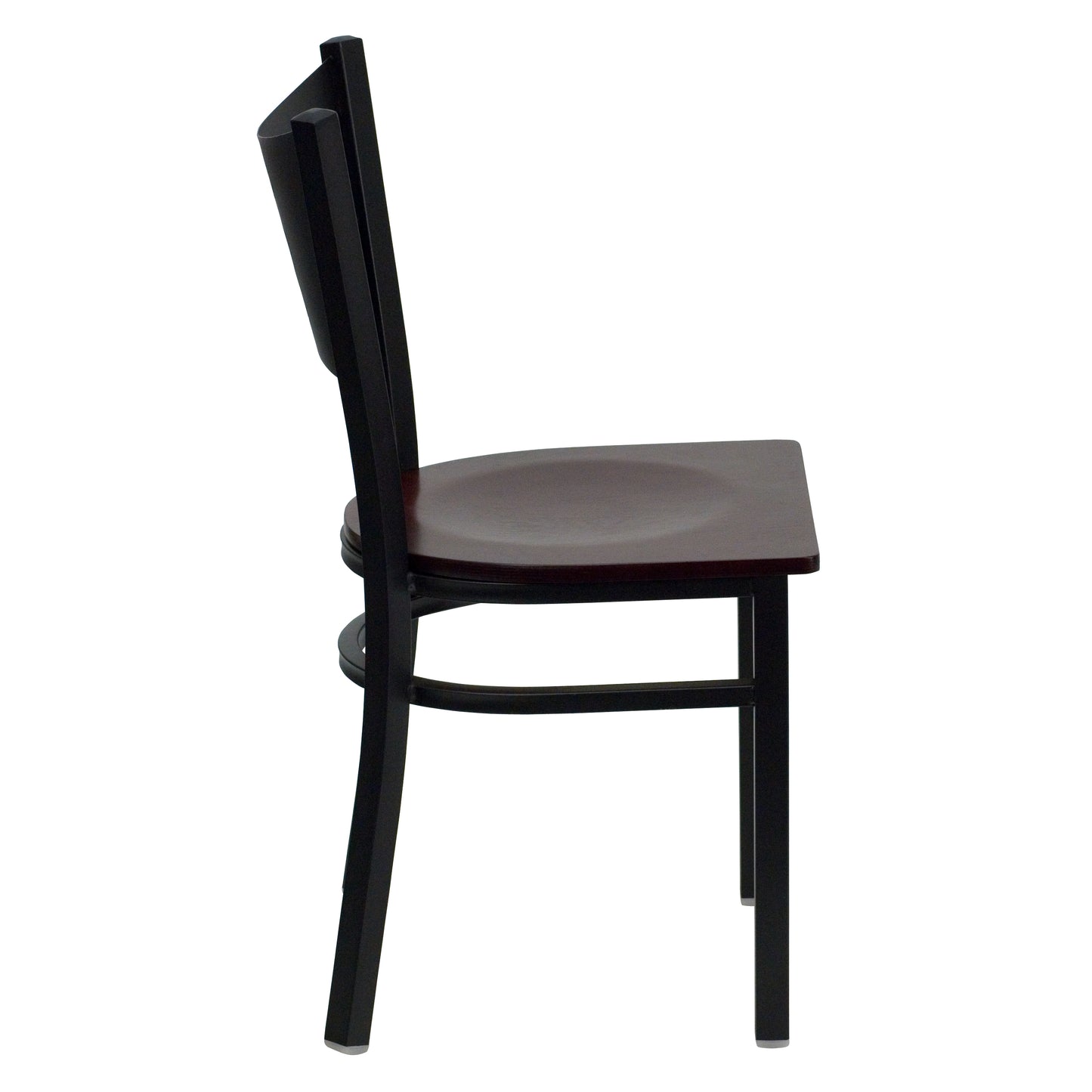 HERCULES Series Black Coffee Back Metal Restaurant Chair - Mahogany Wood Seat Mahogany Wood Seat/Black Metal Frame