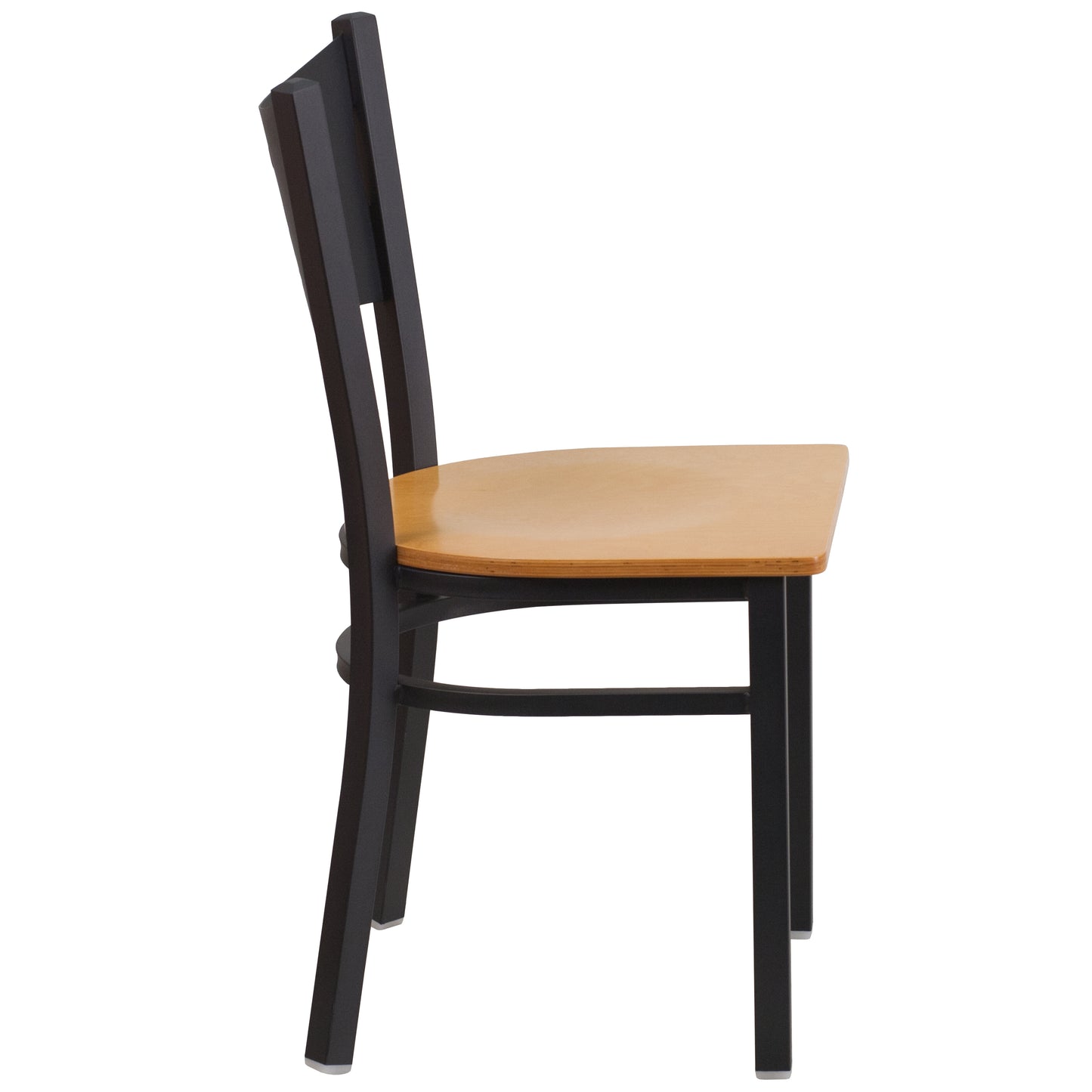 HERCULES Series Black Coffee Back Metal Restaurant Chair - Natural Wood Seat Natural Wood Seat/Black Metal Frame