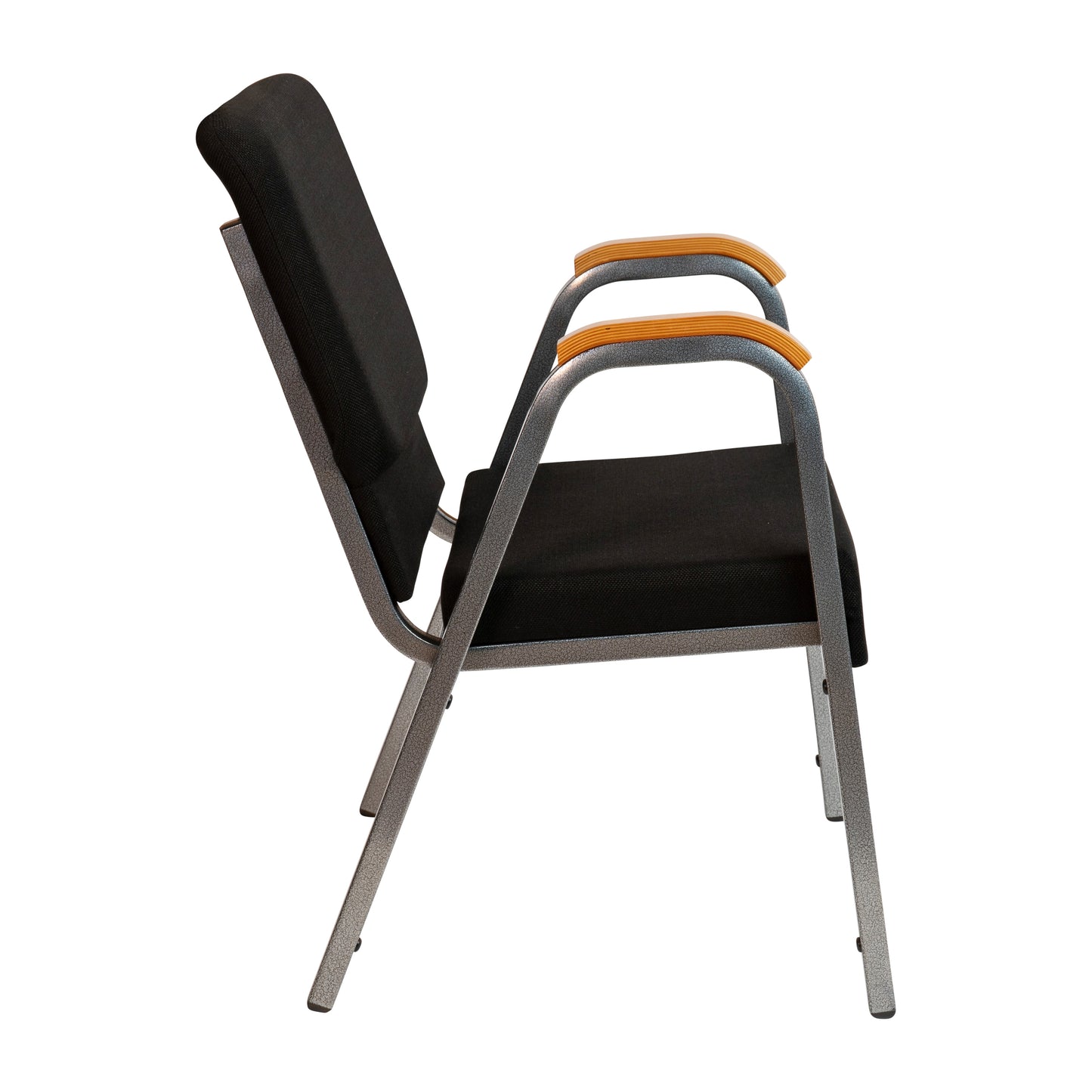 HERCULES Series 21"W Stacking Wood Accent Arm Church Chair in Black Fabric - Silver Vein Frame Black Fabric/Silver Vein Frame