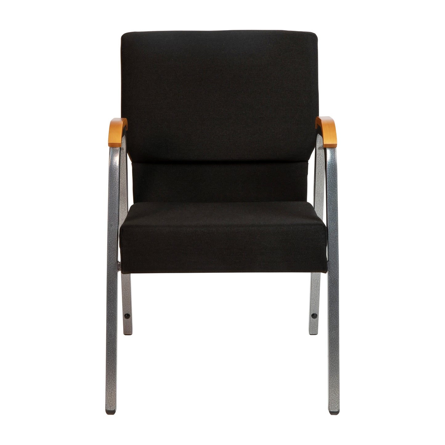HERCULES Series 21"W Stacking Wood Accent Arm Church Chair in Black Fabric - Silver Vein Frame Black Fabric/Silver Vein Frame