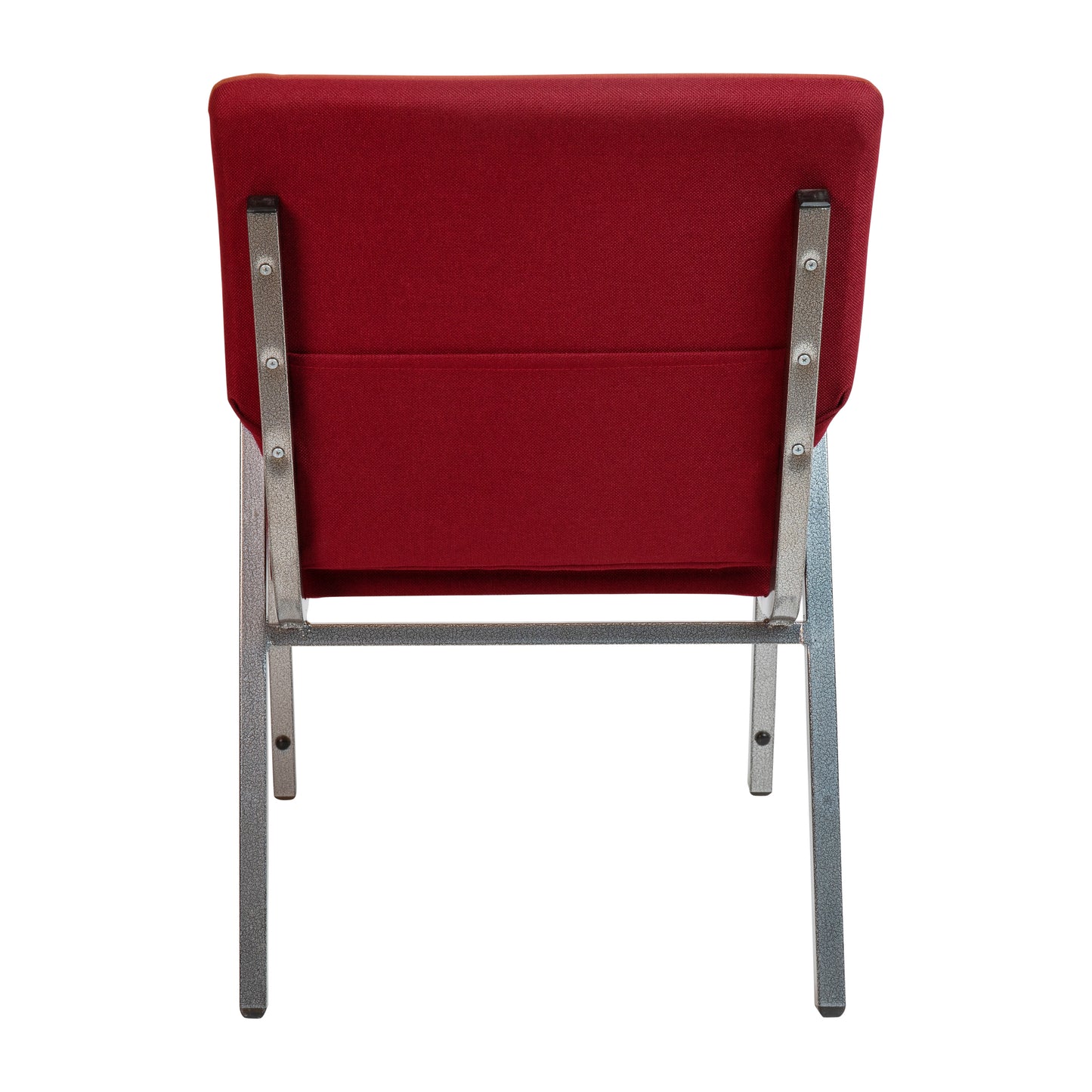 HERCULES Series 21"W Stacking Wood Accent Arm Church Chair in Burgundy Fabric - Silver Vein Frame Burgundy Fabric/Silver Vein Frame