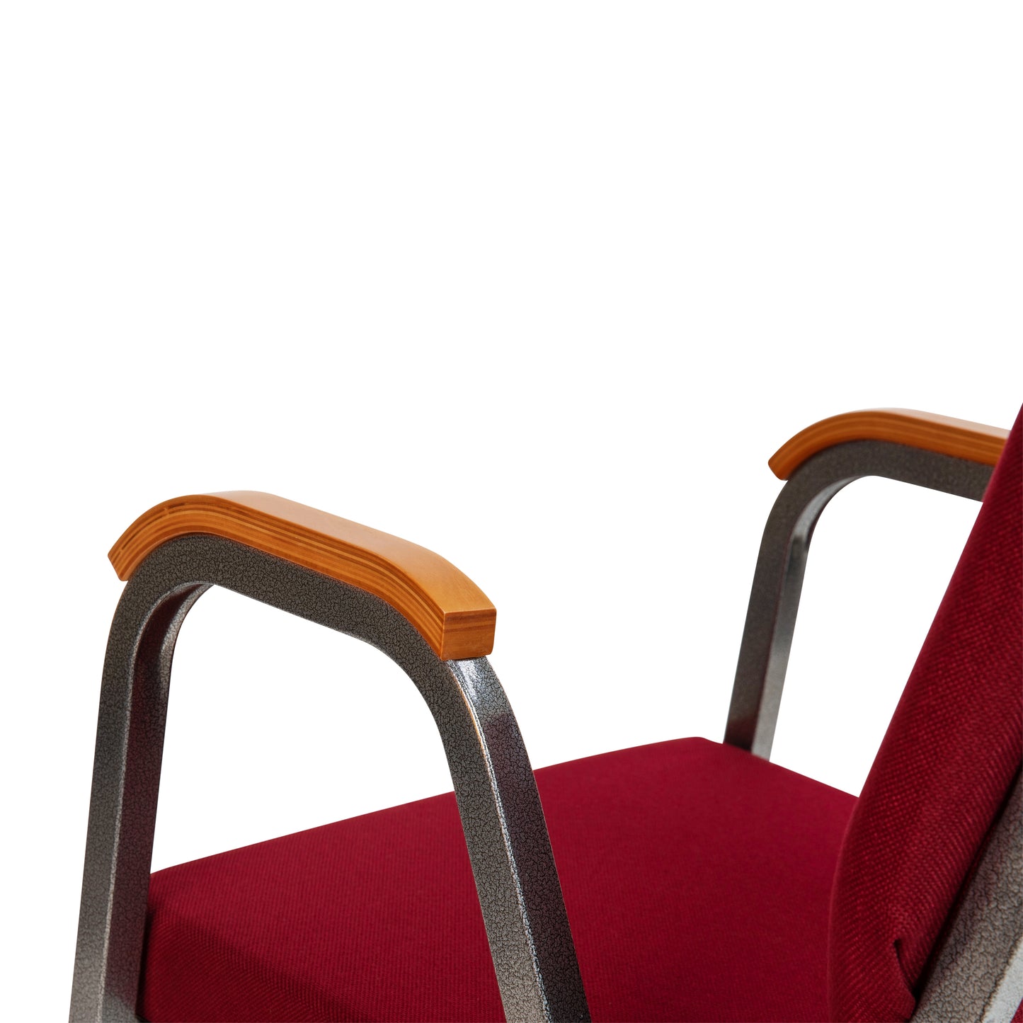 HERCULES Series 21"W Stacking Wood Accent Arm Church Chair in Burgundy Fabric - Silver Vein Frame Burgundy Fabric/Silver Vein Frame