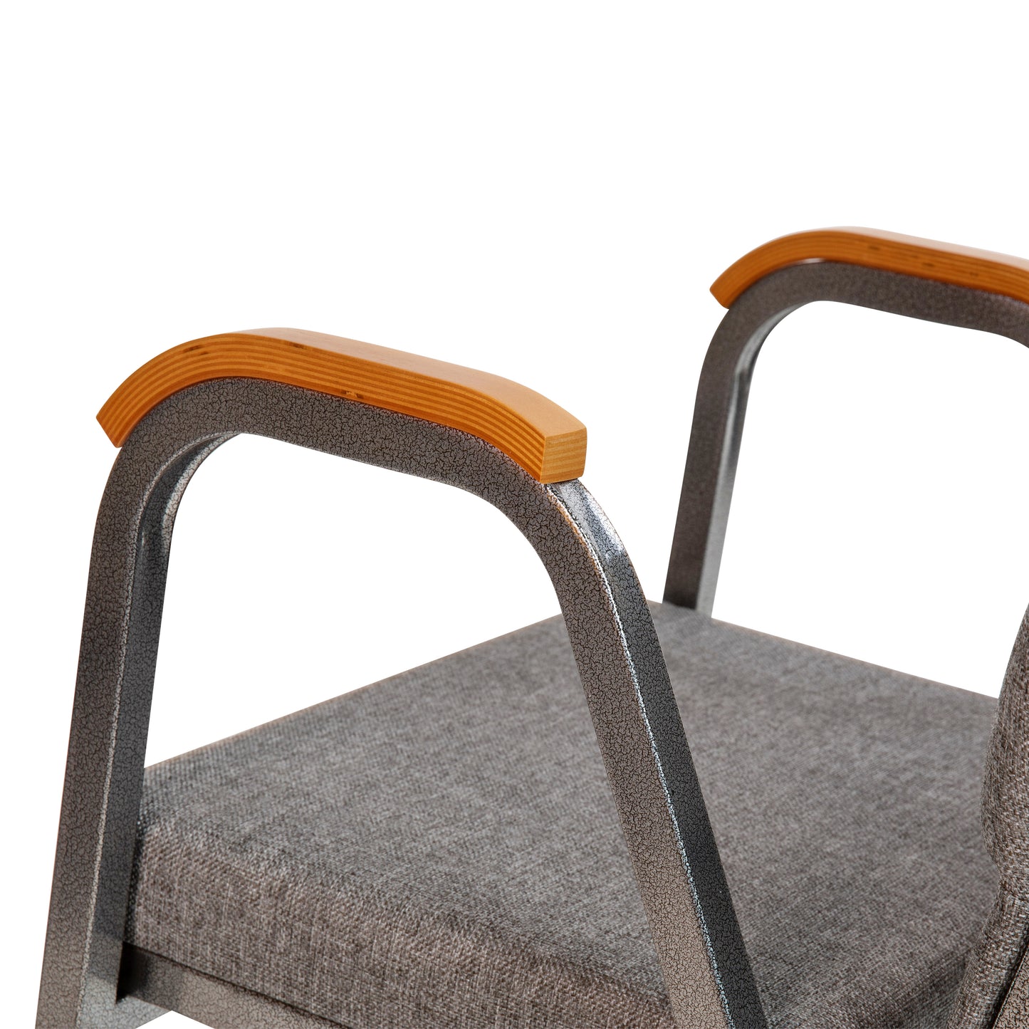 HERCULES Series 21"W Stacking Wood Accent Arm Church Chair in Gray Fabric - Silver Vein Frame Gray Fabric/Silver Vein Frame
